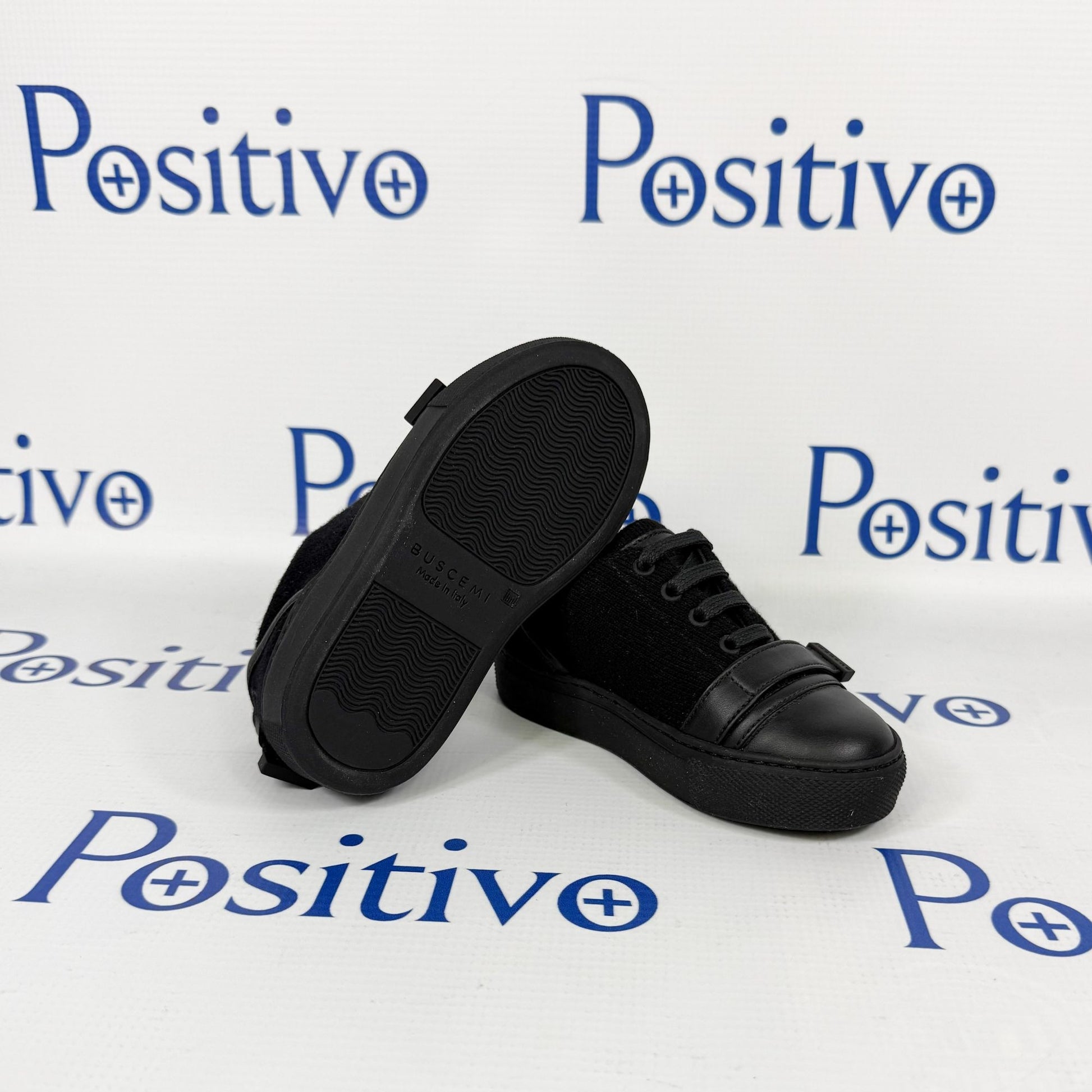 Buscemi 50MM Kid Lana Black Leather Sneakers | Positivo Clothing