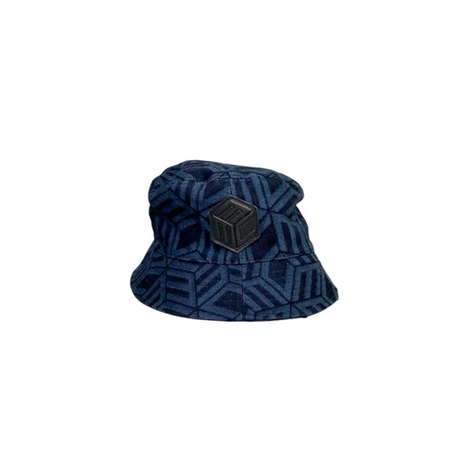 MCM Indigo Cubic Monogram Denim Jacquard Bucket Hat | Positivo Clothing
