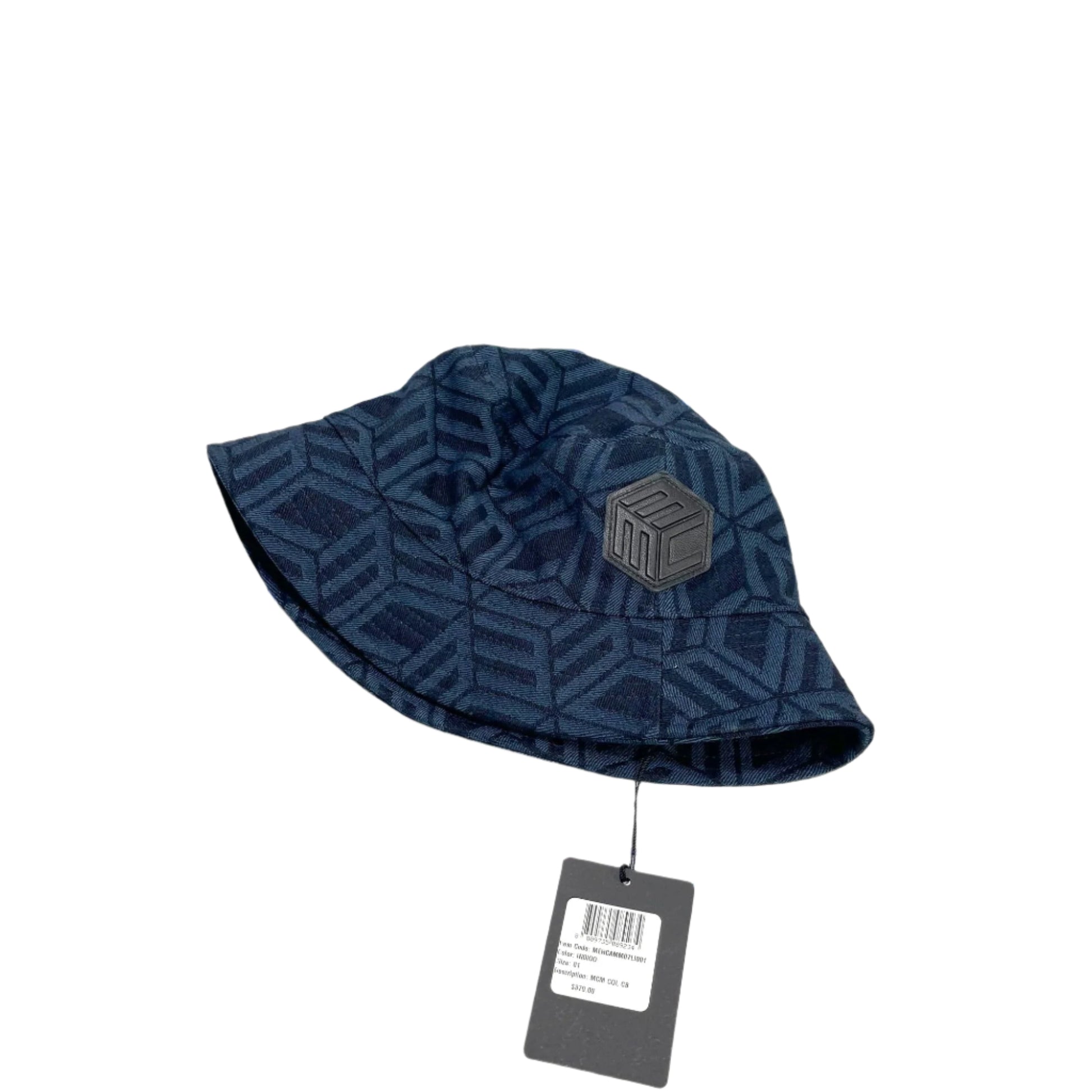 MCM Indigo Cubic Monogram Denim Jacquard Bucket Hat | Positivo Clothing