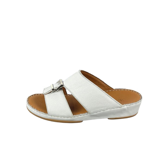 Bally Herb White Leather Grained Sandals | Positivo Clothing