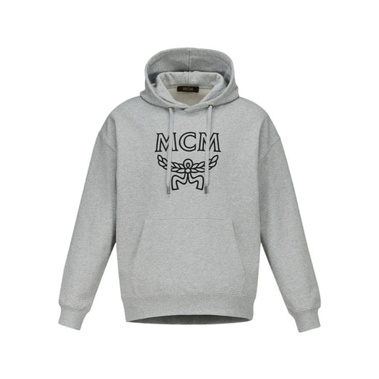 MCM Graphic Logo Grey Cotton Hoodie/Sweatshirt