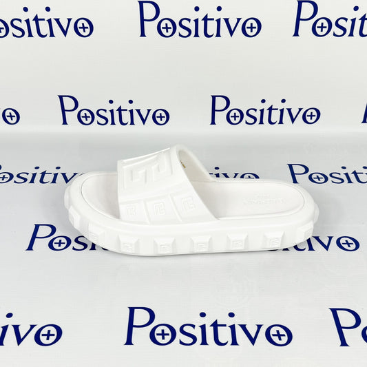 Balmain White Ari Rubber Slides Sandals | Positivo Clothing