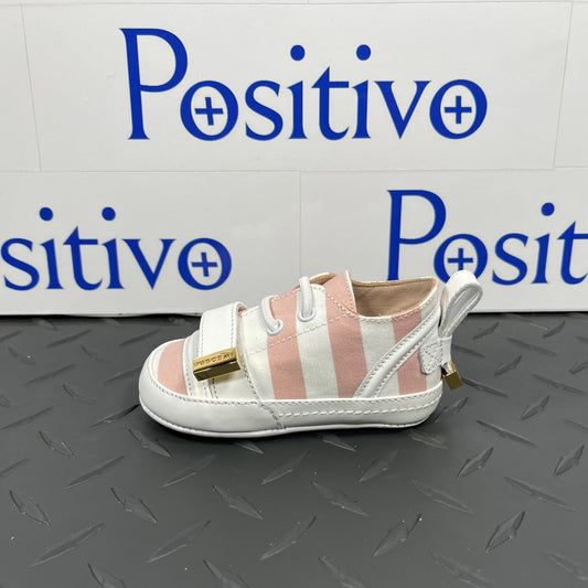 Buscemi 50MM Baby Stripe Pale Pink/ White Leather Sneakers | Positivo Clothing