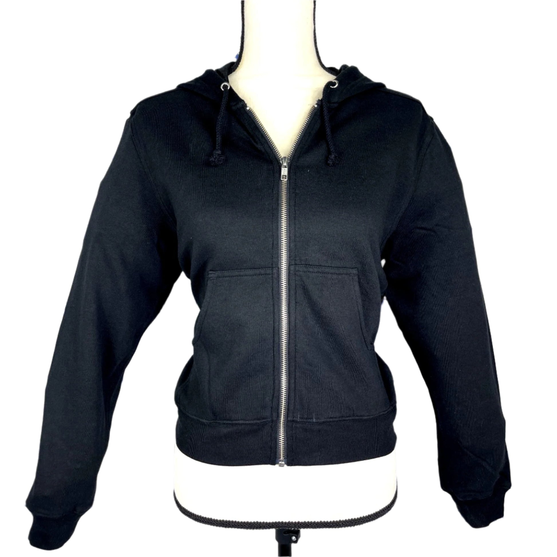 BLK DNM Women's Black Zip-Up Pocket Hoodie/Sweatshirt | Positivo Clothing