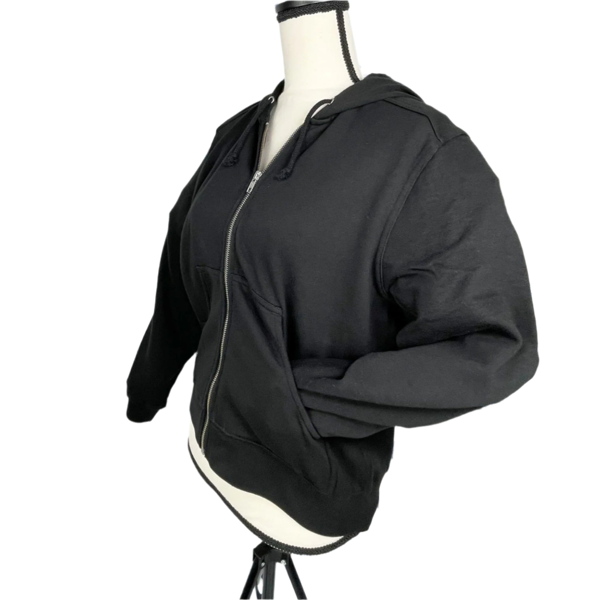 BLK DNM Women's Black Zip-Up Pocket Hoodie/Sweatshirt | Positivo Clothing