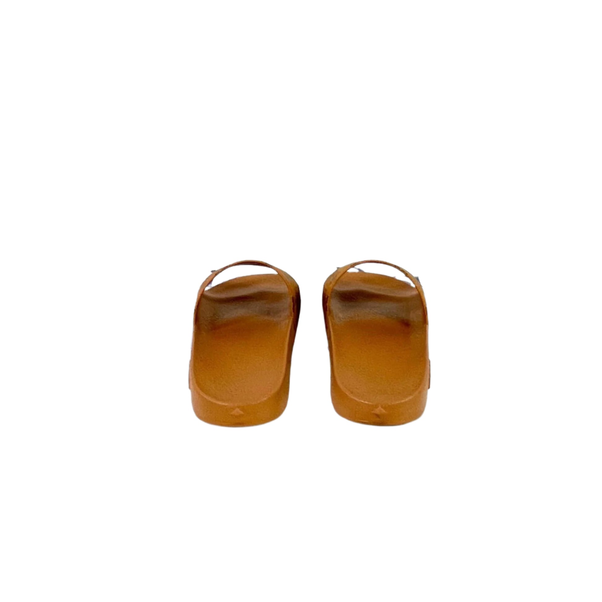 MCM Cognac Monogram Print Rubber Slides | Positivo Clothing