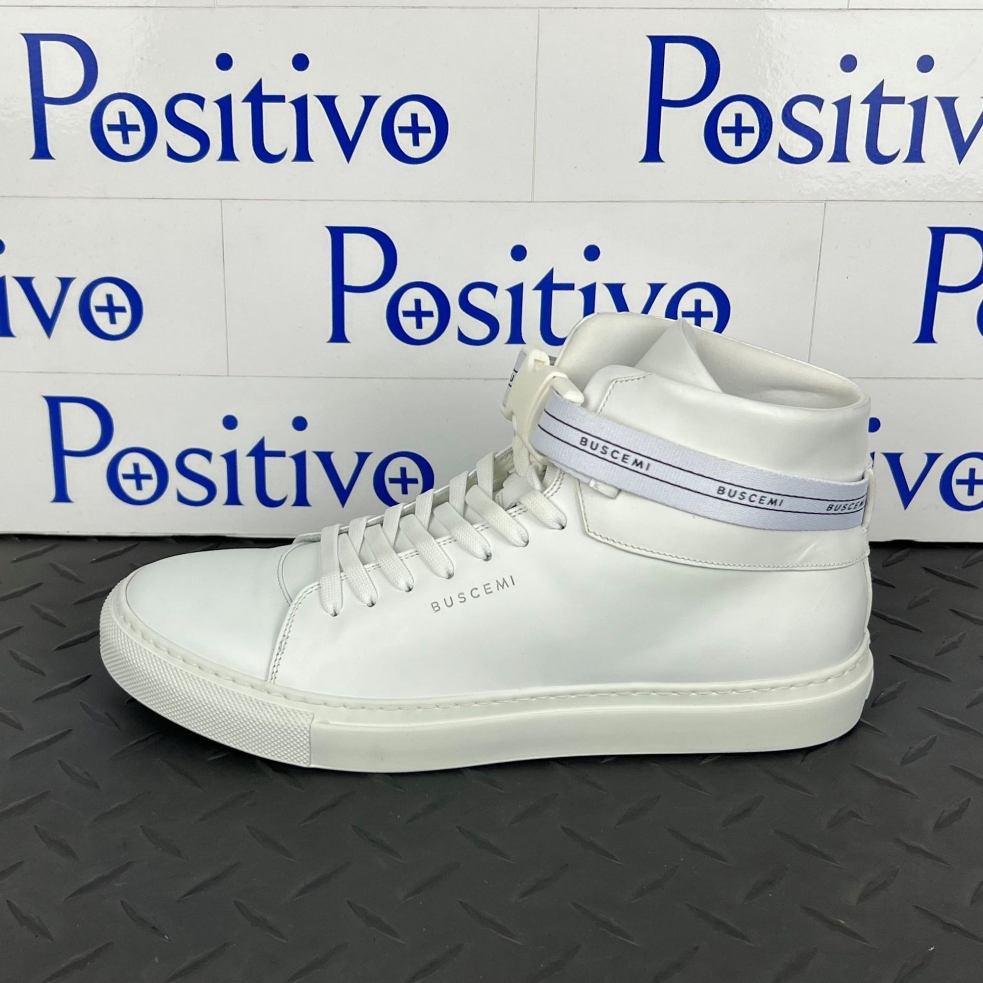 Buscemi Mens 100MM SPORT White Leather Sneakers | Positivo Clothing