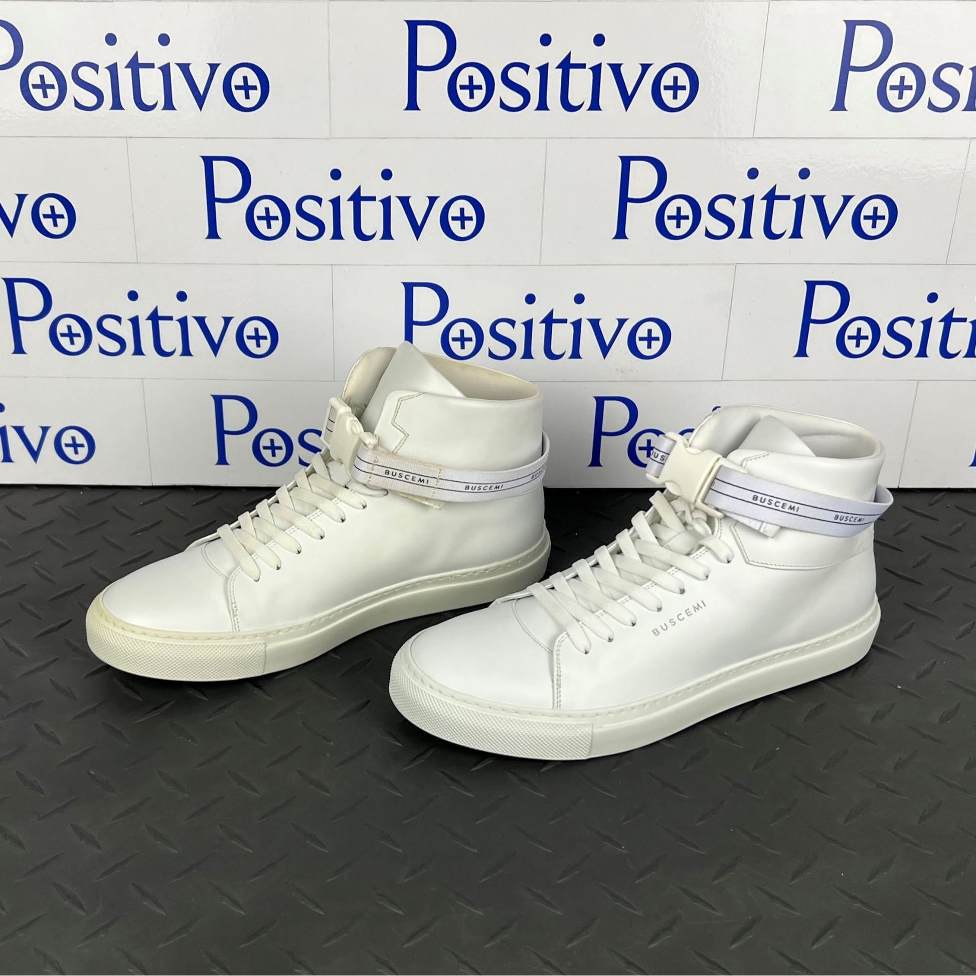Buscemi Mens 100MM SPORT White Leather Sneakers | Positivo Clothing