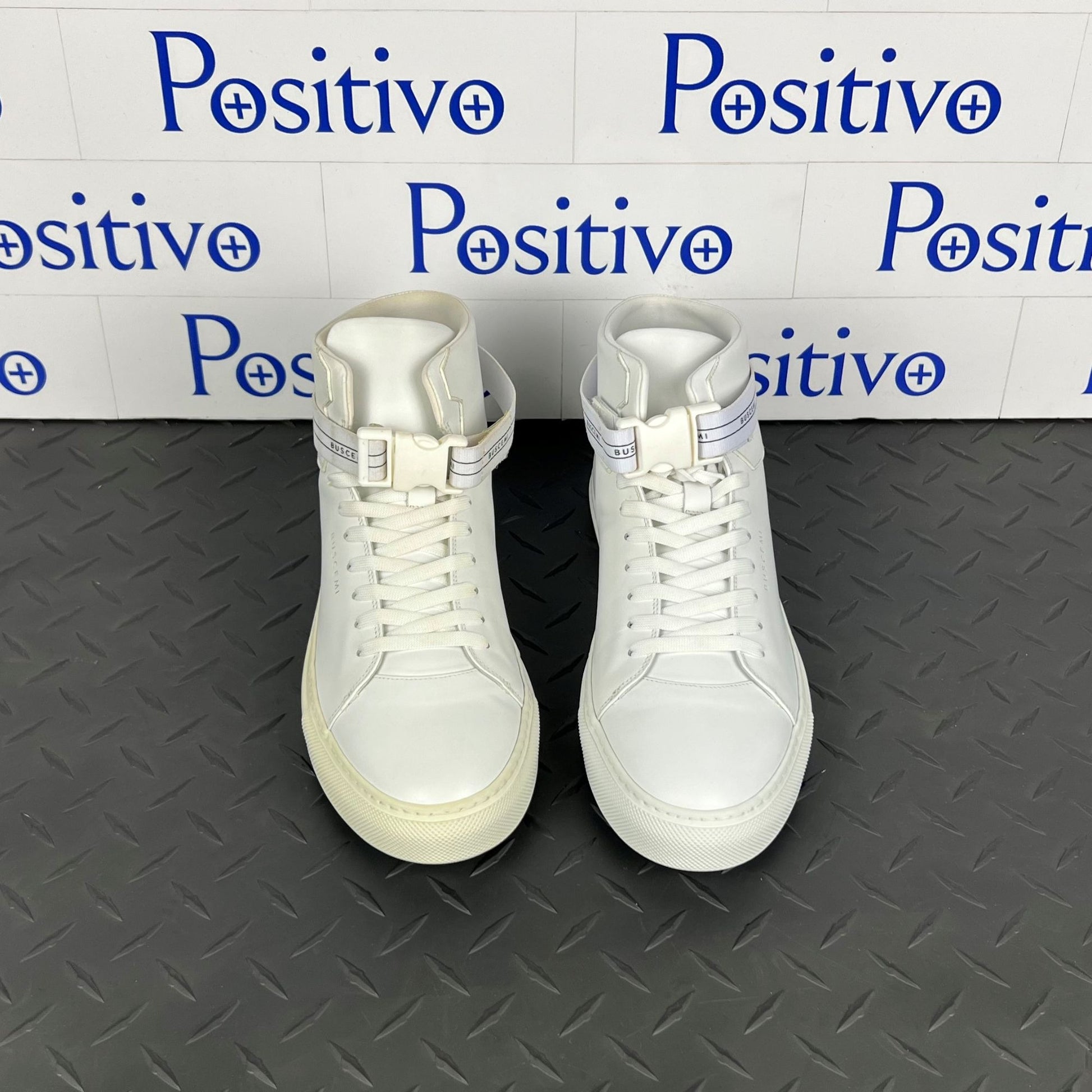 Buscemi Mens 100MM SPORT White Leather Sneakers | Positivo Clothing