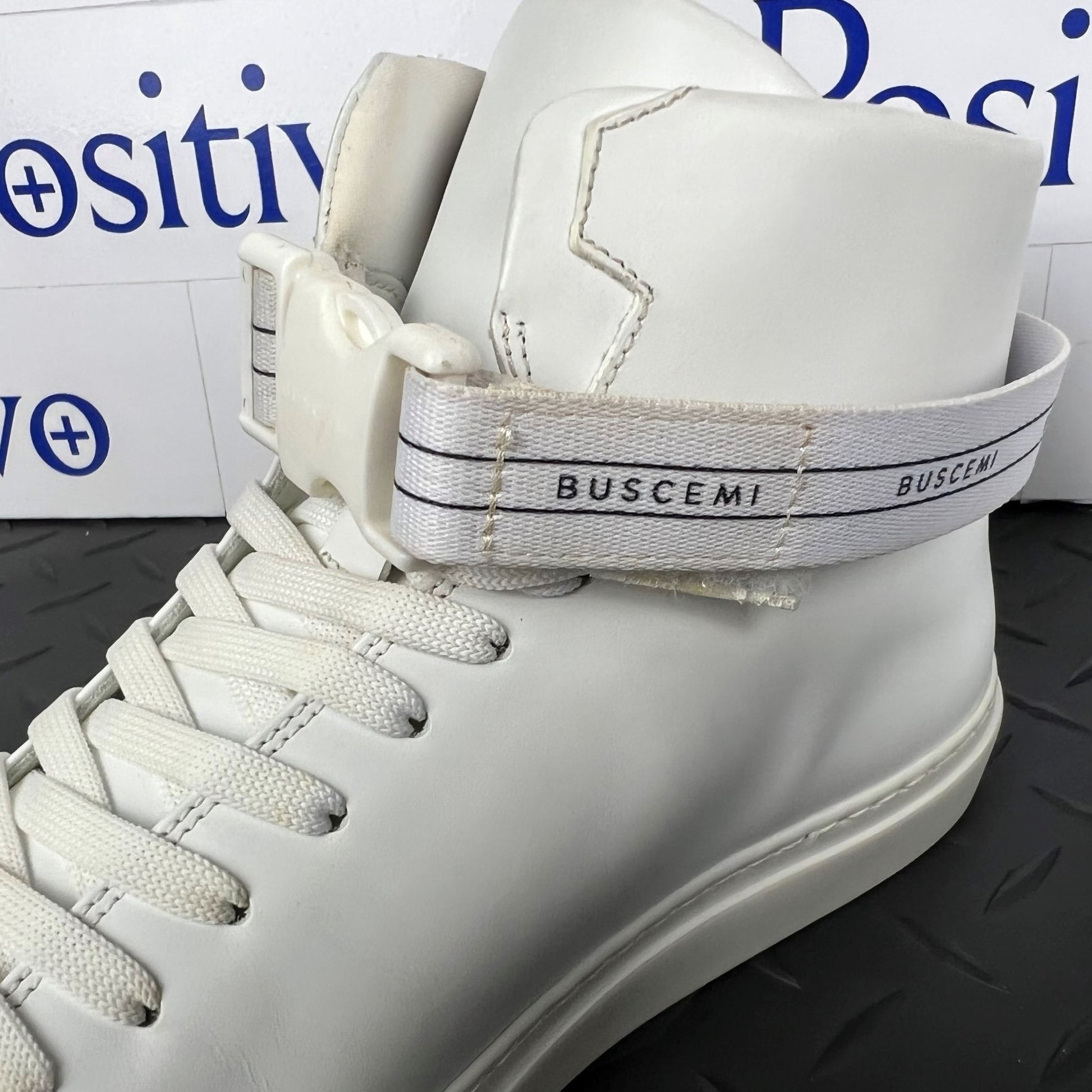 Buscemi Mens 100MM SPORT White Leather Sneakers | Positivo Clothing