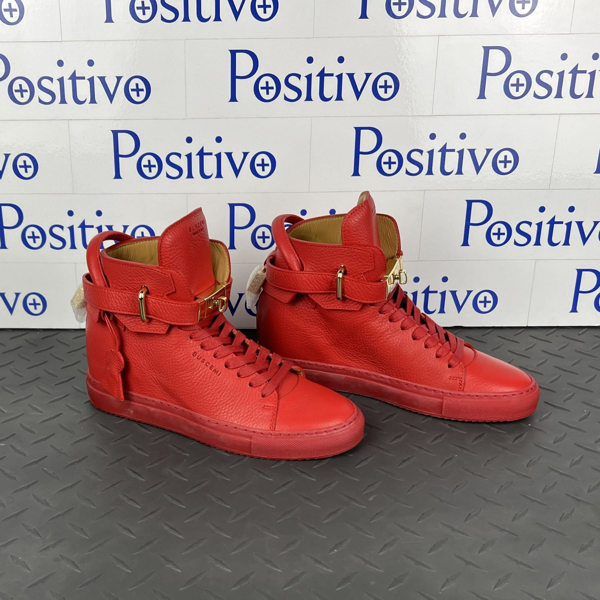 Buscemi 100MM Alta Red Leather Sneaker | Positivo Clothing