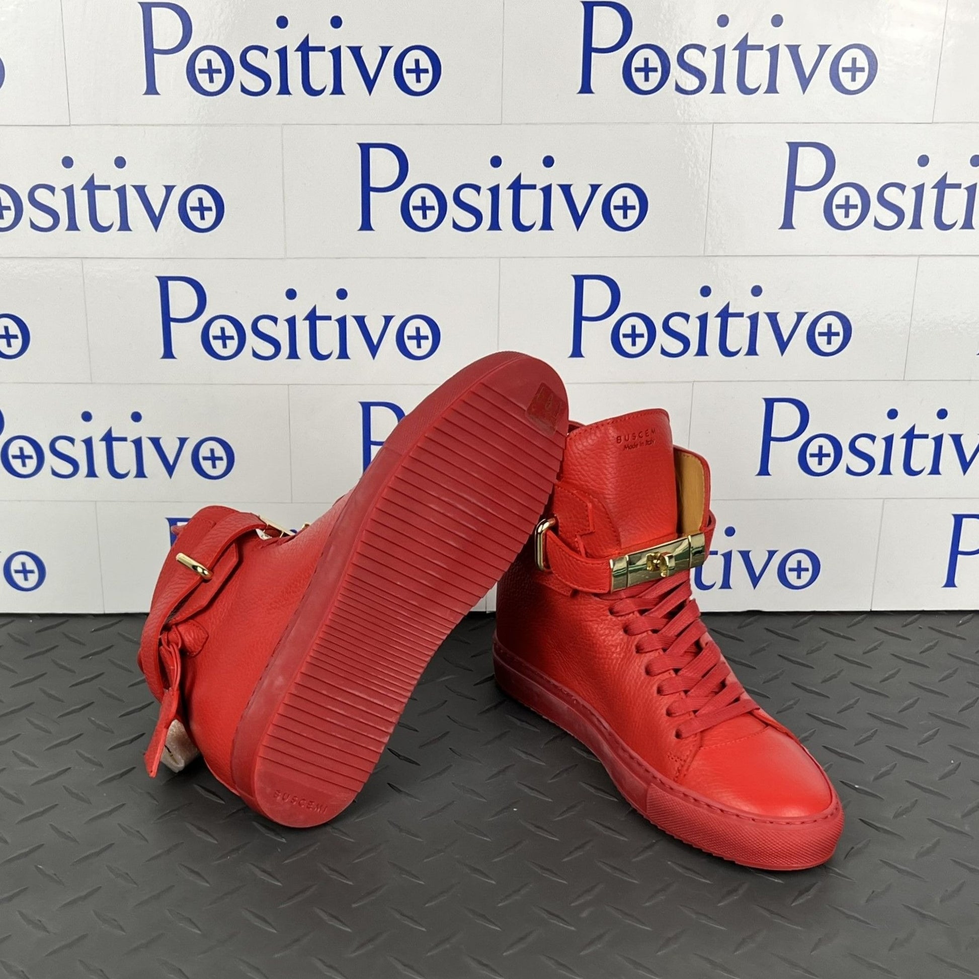 Buscemi 100MM Alta Red Leather Sneaker | Positivo Clothing