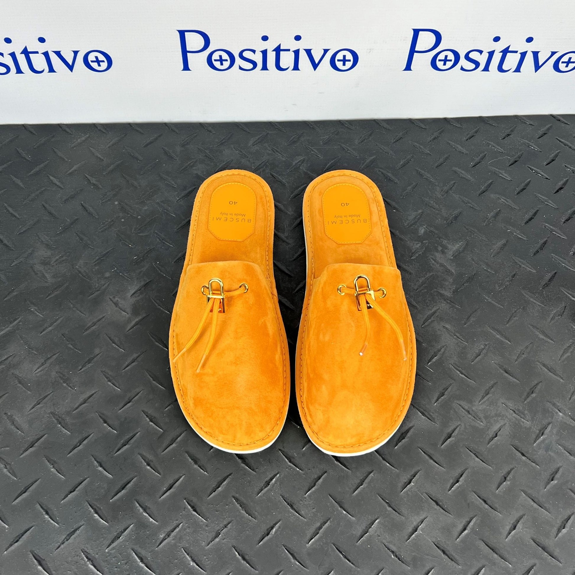 Buscemi Mens Greenwich Orange Suede Slippers | Positivo Clothing