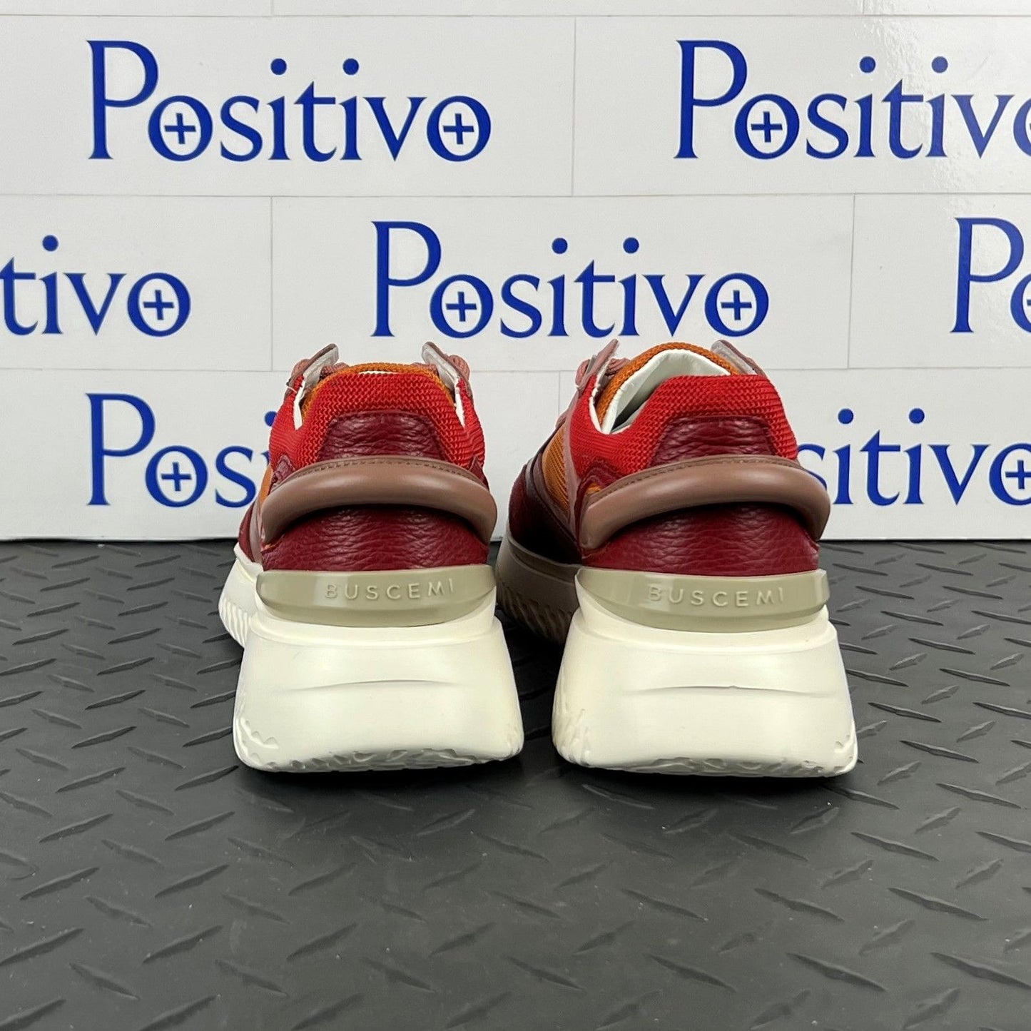 Buscemi Womens Veloce Scarlet/Orange Leather Sneakers SAMPLE | Positivo Clothing