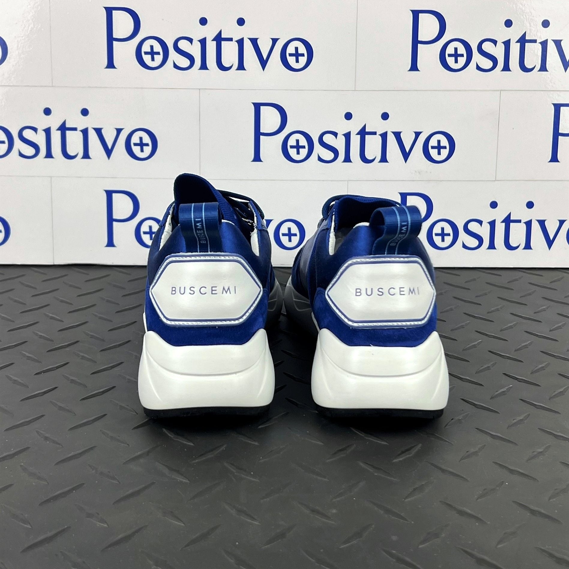 Buscemi Womens Ventura Satin Royal Leather Sneakers | Positivo Clothing