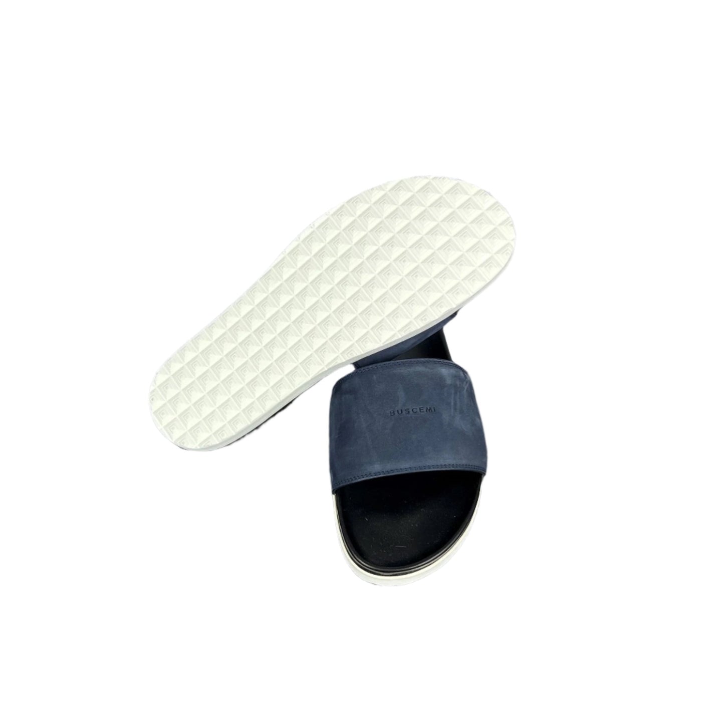 Buscemi Mens Slide Navy Nubuck Sandals | Positivo Clothing