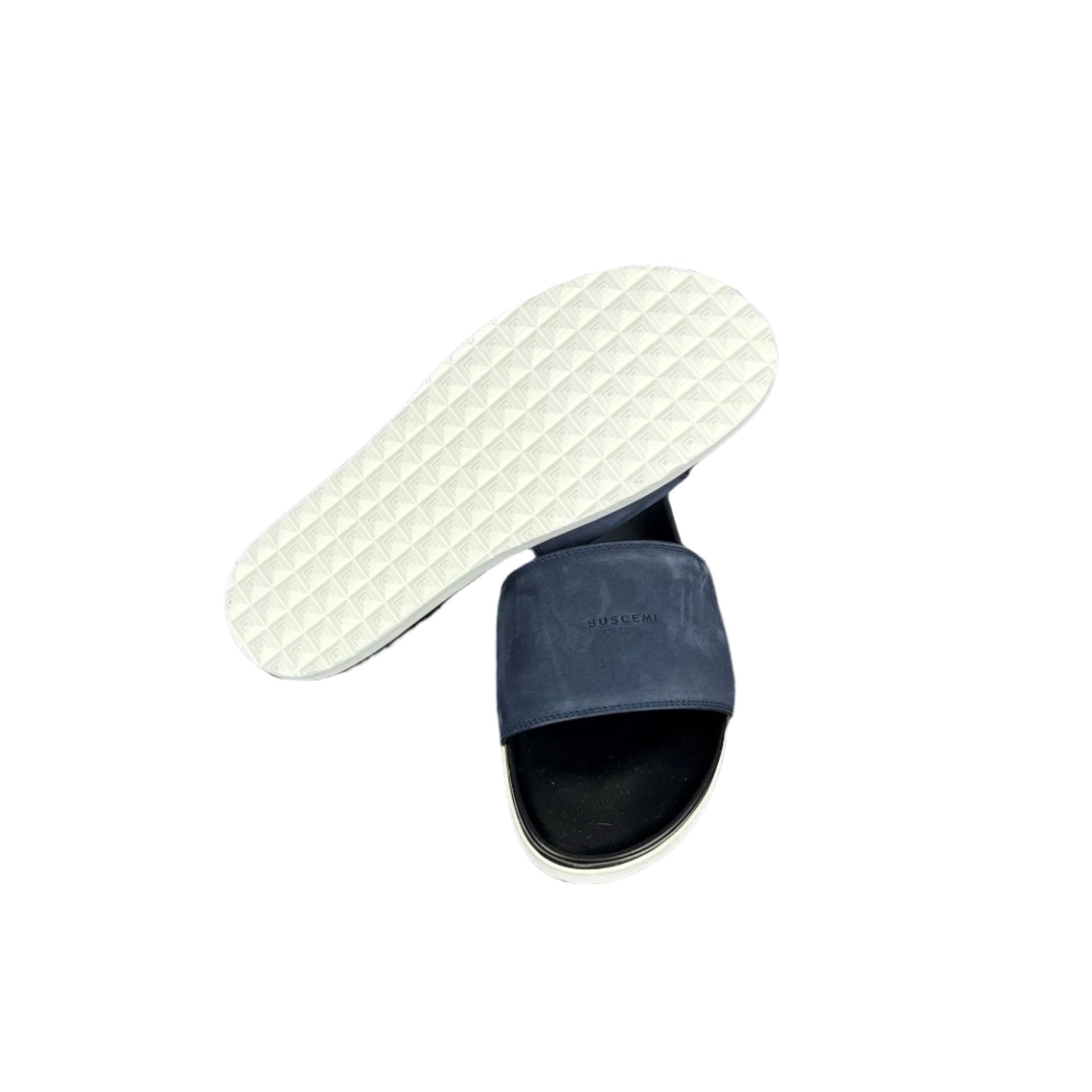 Buscemi Mens Slide Navy Nubuck Sandals | Positivo Clothing