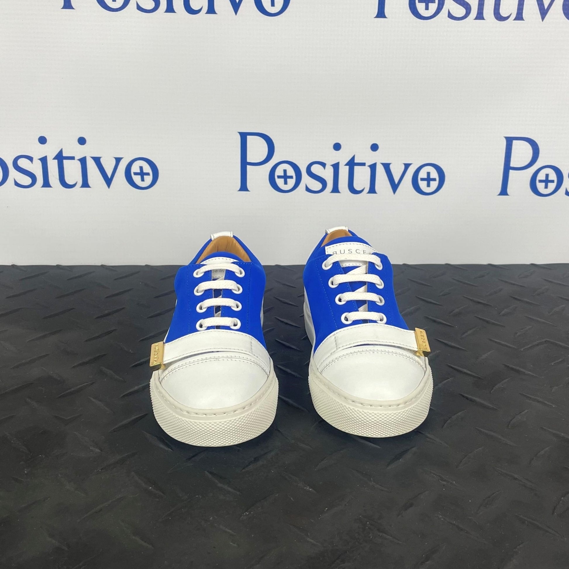 Buscemi 50MM Kid Licra Bluette Leather Sneakers | Positivo Clothing