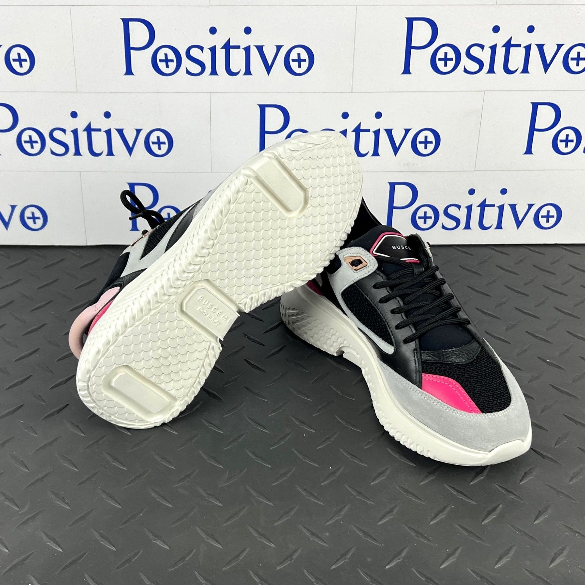 Buscemi Womens Veloce Black Trio Leather Sneakers | Positivo Clothing