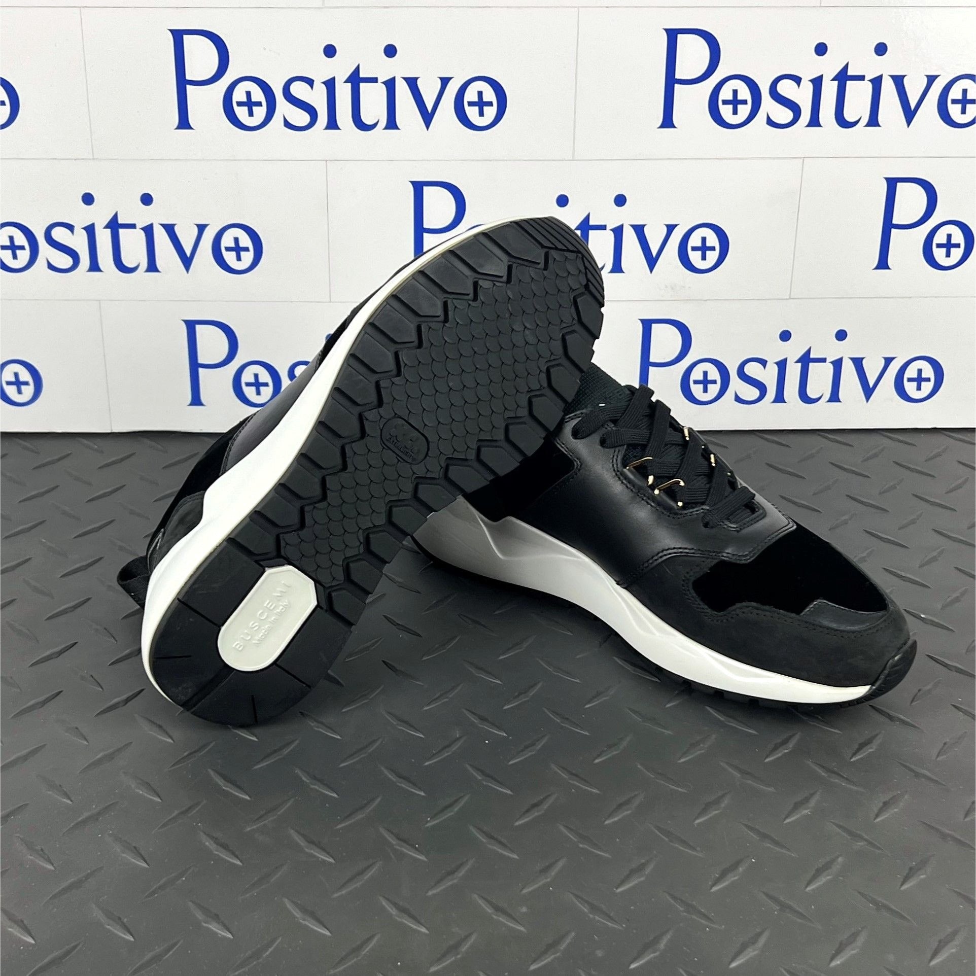 Buscemi Womens Ventura Velvet Black Leather Sneakers | Positivo Clothing