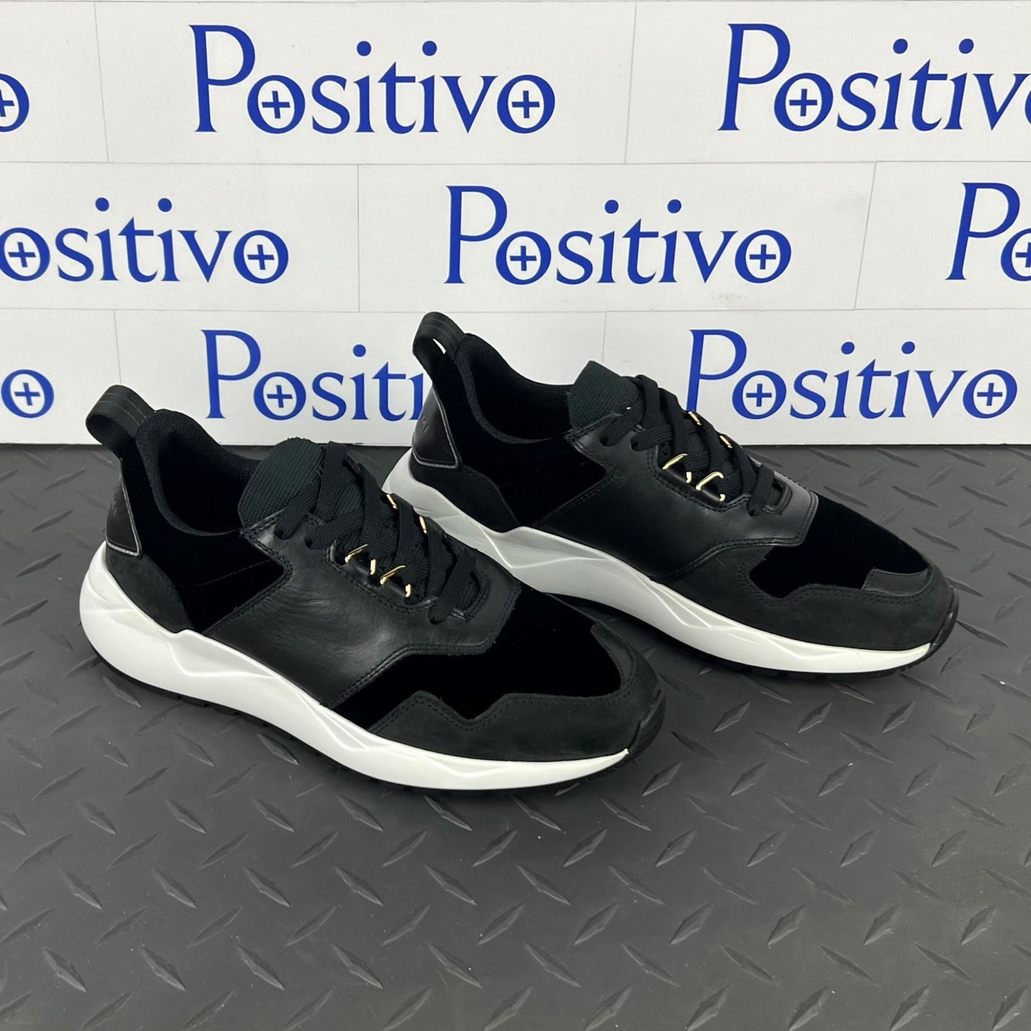 Buscemi Womens Ventura Velvet Black Leather Sneakers | Positivo Clothing