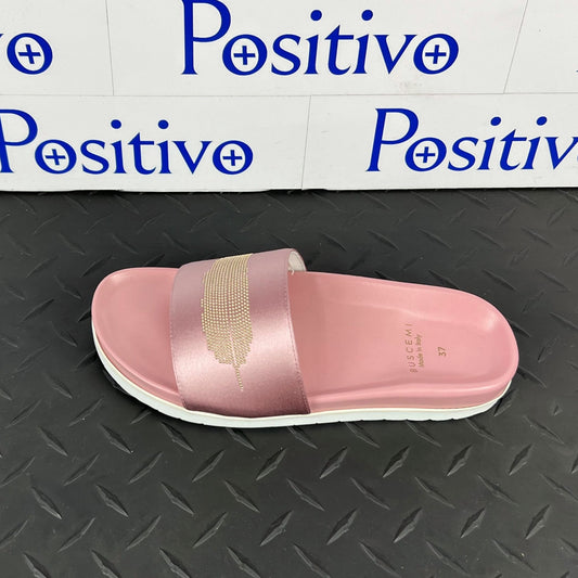 Buscemi Womens Slide Satin Dusty Pink Leather Sandals | Positivo Clothing