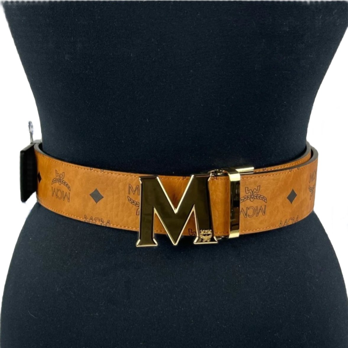 MCM Mens Claus Cognac Leather Reversible Belt Positivo Clothing