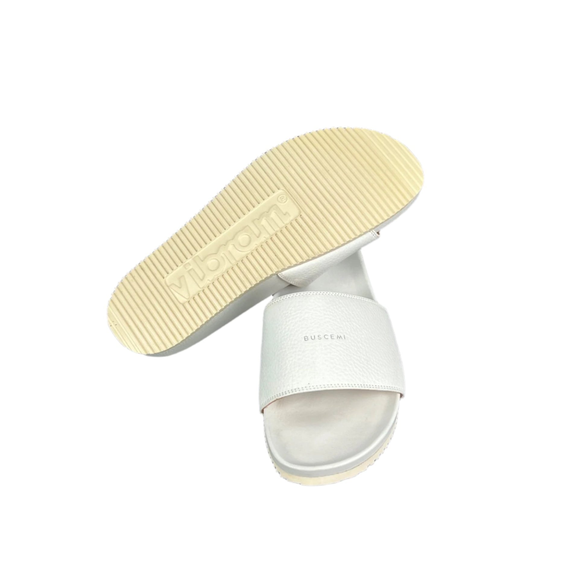Buscemi Mens Slide Core Alce White Alce Leather Sandals | Positivo Clothing
