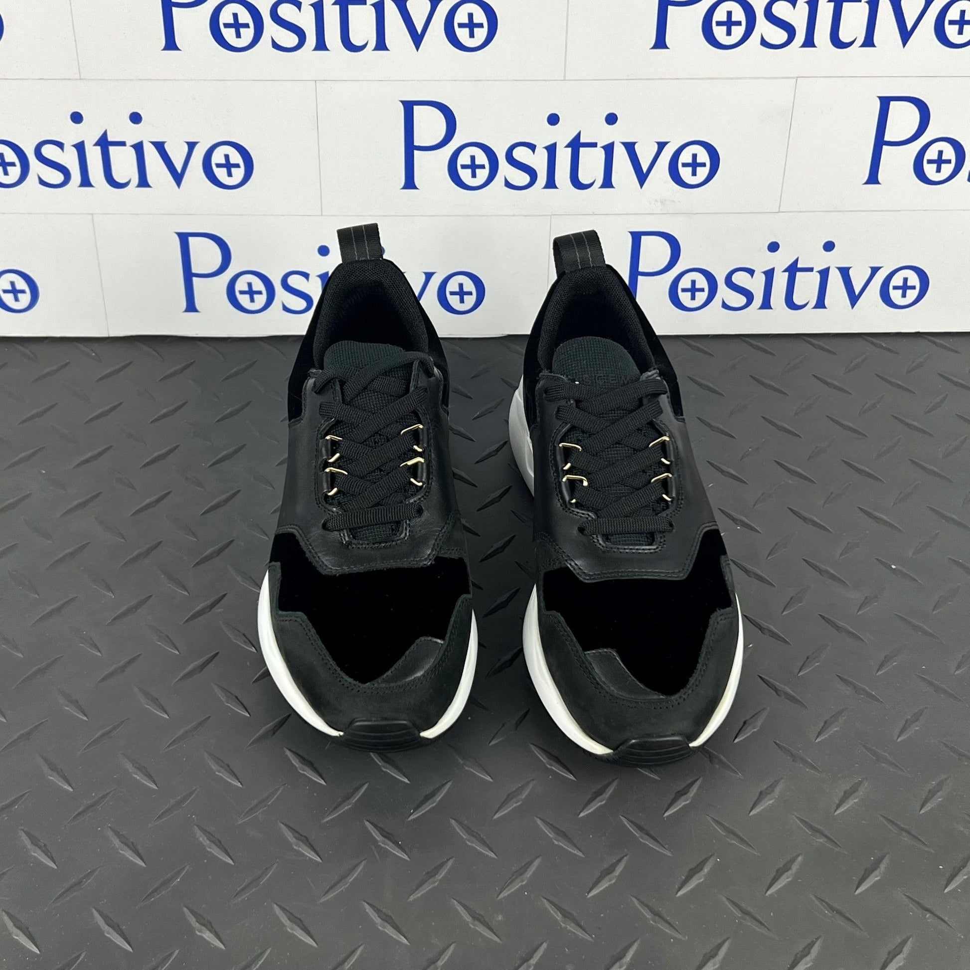 Buscemi Womens Ventura Velvet Black Leather Sneakers | Positivo Clothing