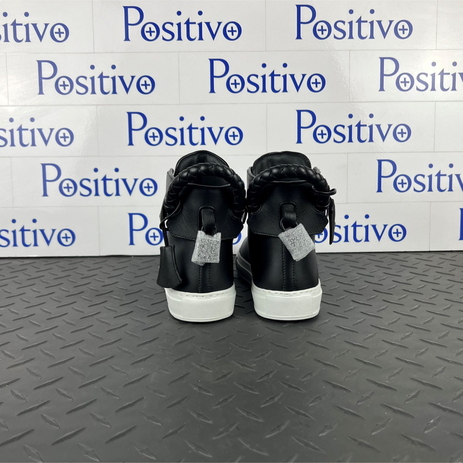 Buscemi Womens 125MM Weave Black Leather Sneakers SAMPLE | Positivo Clothing