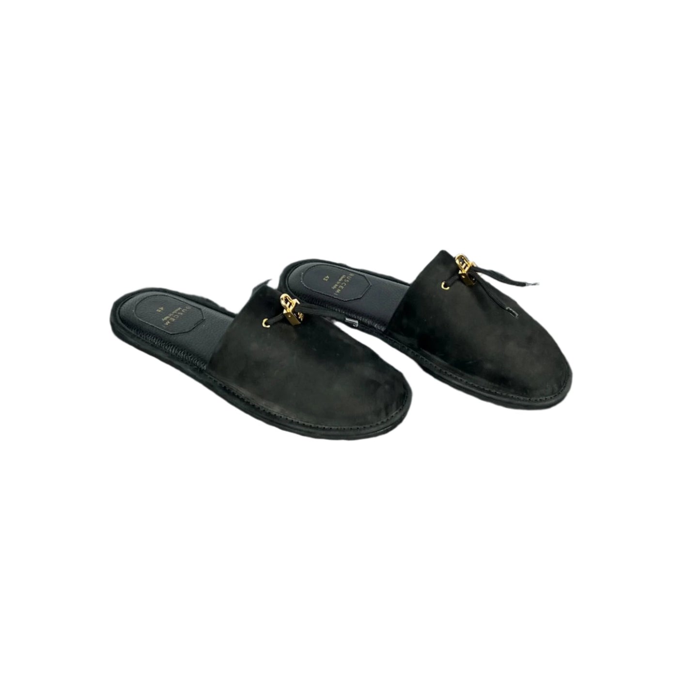 Buscemi Greenwich Black Nabuk Slippers | Positivo Clothing