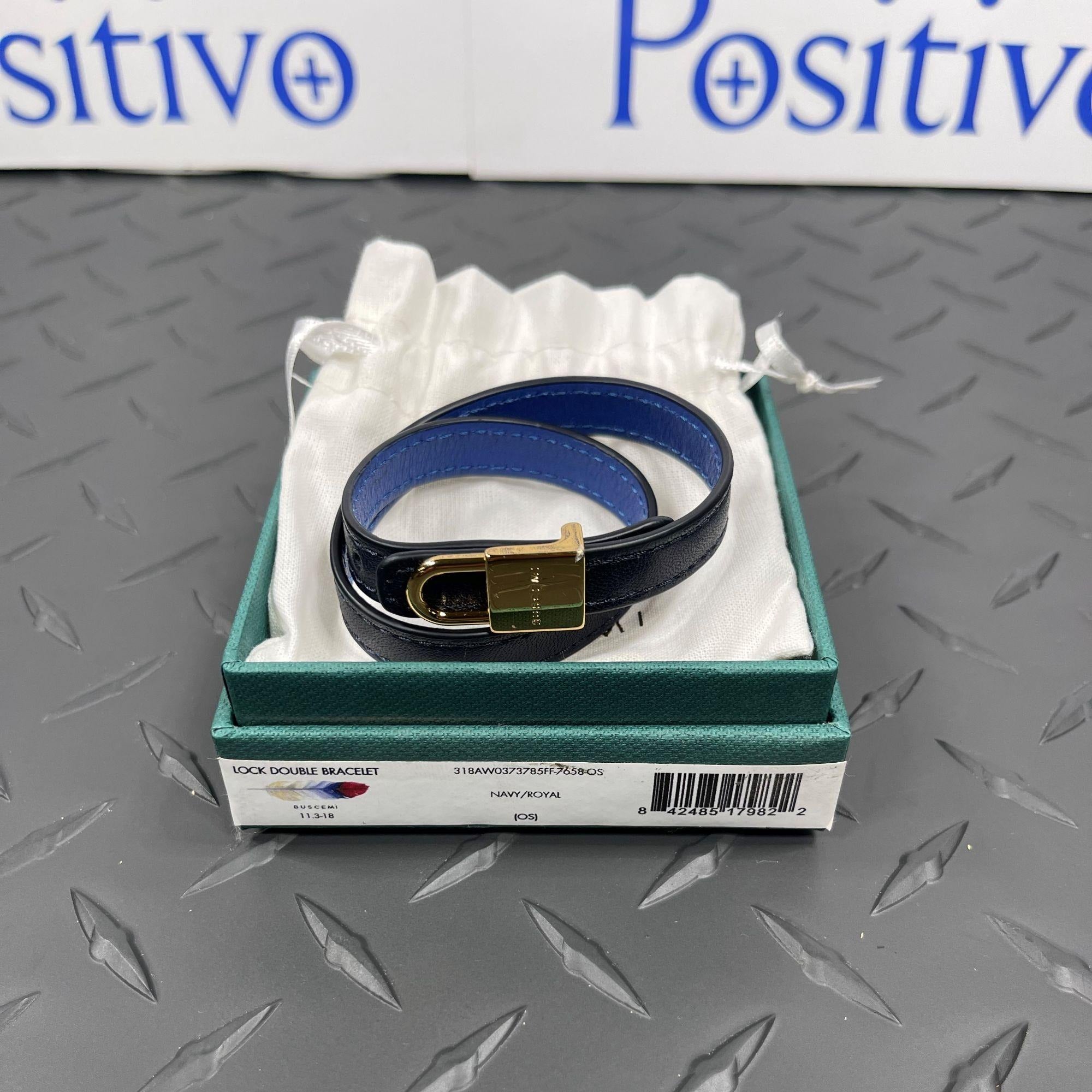 Buscemi Lock Double Bracelet Navy Leather | Positivo Clothing