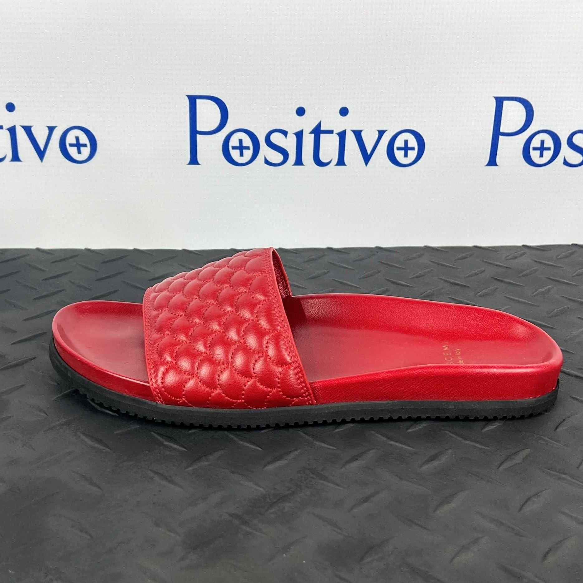 Buscemi Men's Slide Quilt Purple Red Leather Sandals