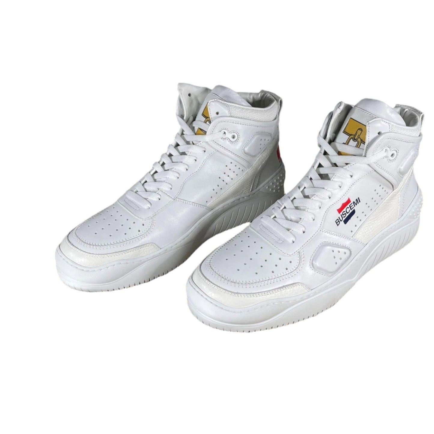 Buscemi Basket White/Gold Leather Sneakers | Positivo Clothing