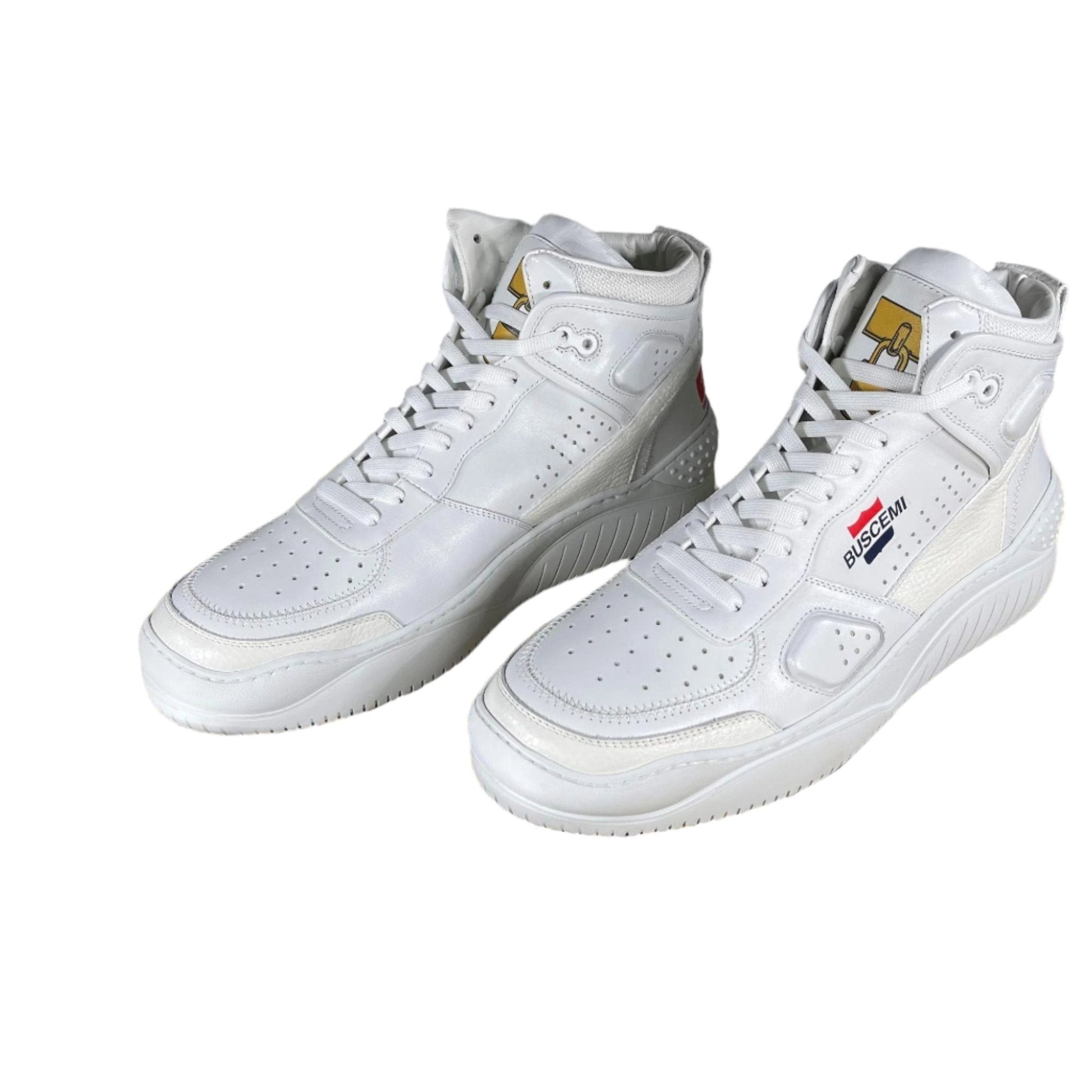 Buscemi Basket White/Gold Leather Sneakers | Positivo Clothing