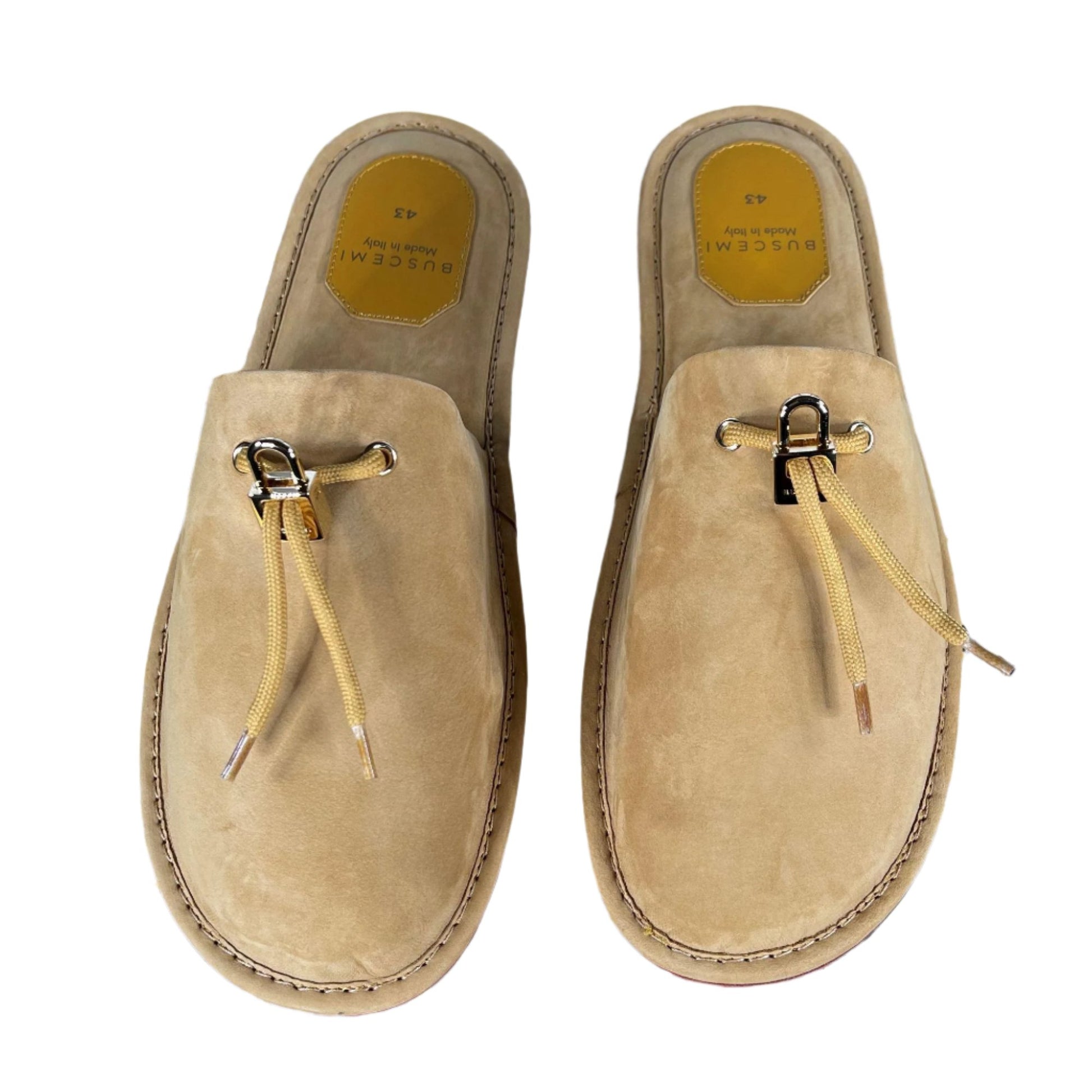 Buscemi Greenwich Wheat Gum Leather Slippers | Positivo Clothing