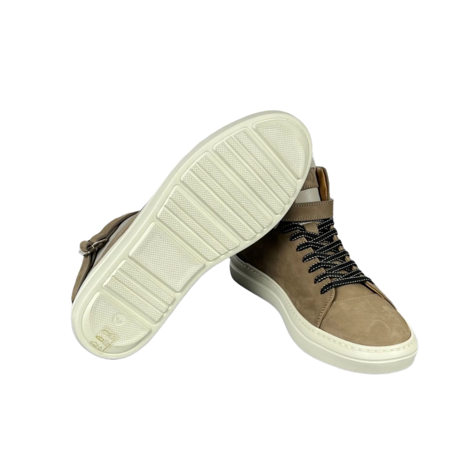 Buscemi Mens 100MM Sport Taupe Leather Sneakers SAMPLE | Positivo Clothing