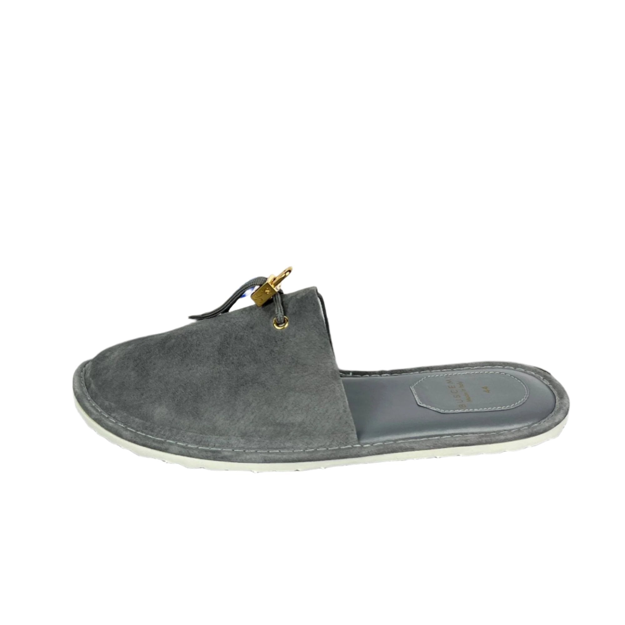 Buscemi Men s Greenwich Grey Leather Slippers Positivo Clothing