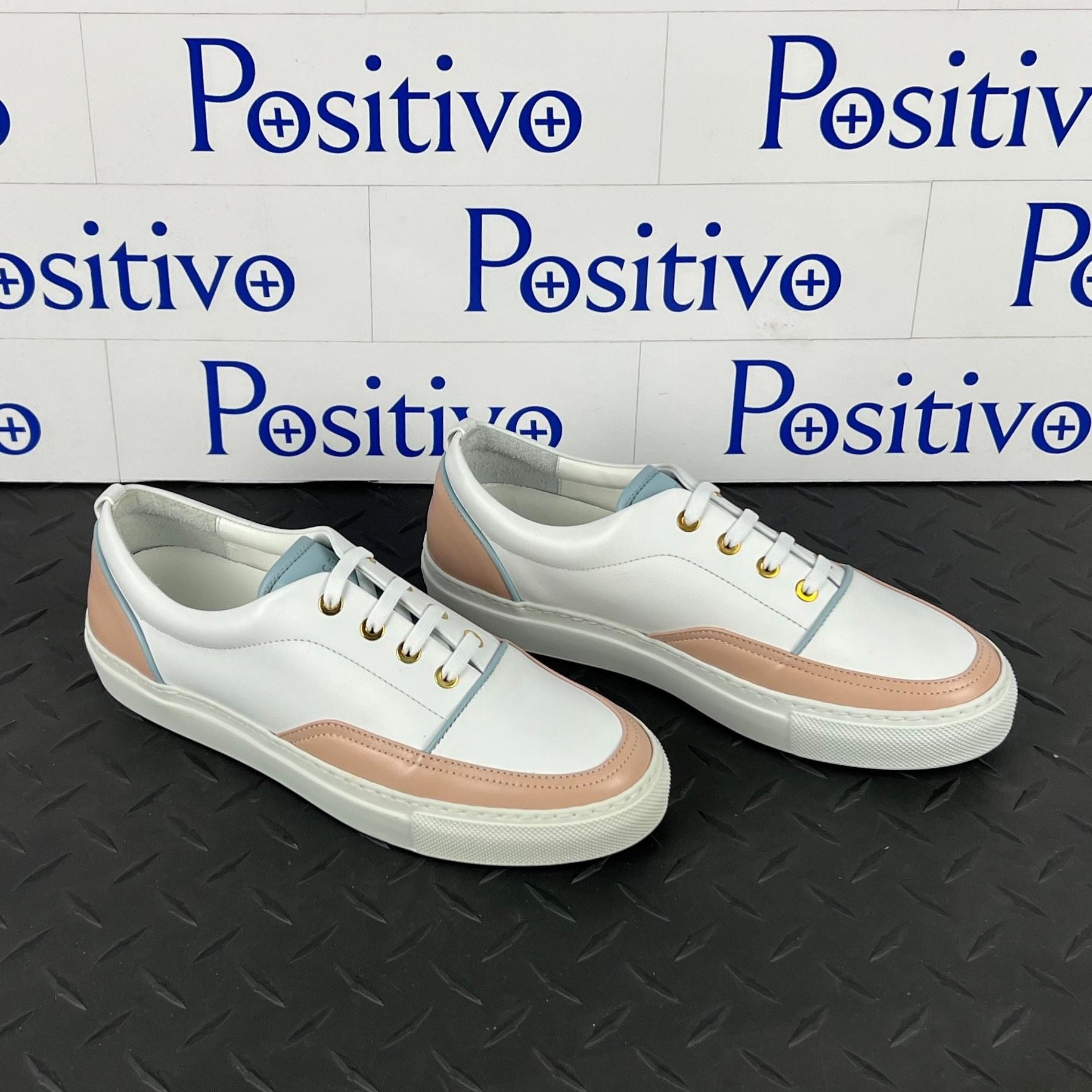 Buscemi Womens Cali White Trio Leather Low top Sneakers SAMPLE | Positivo Clothing