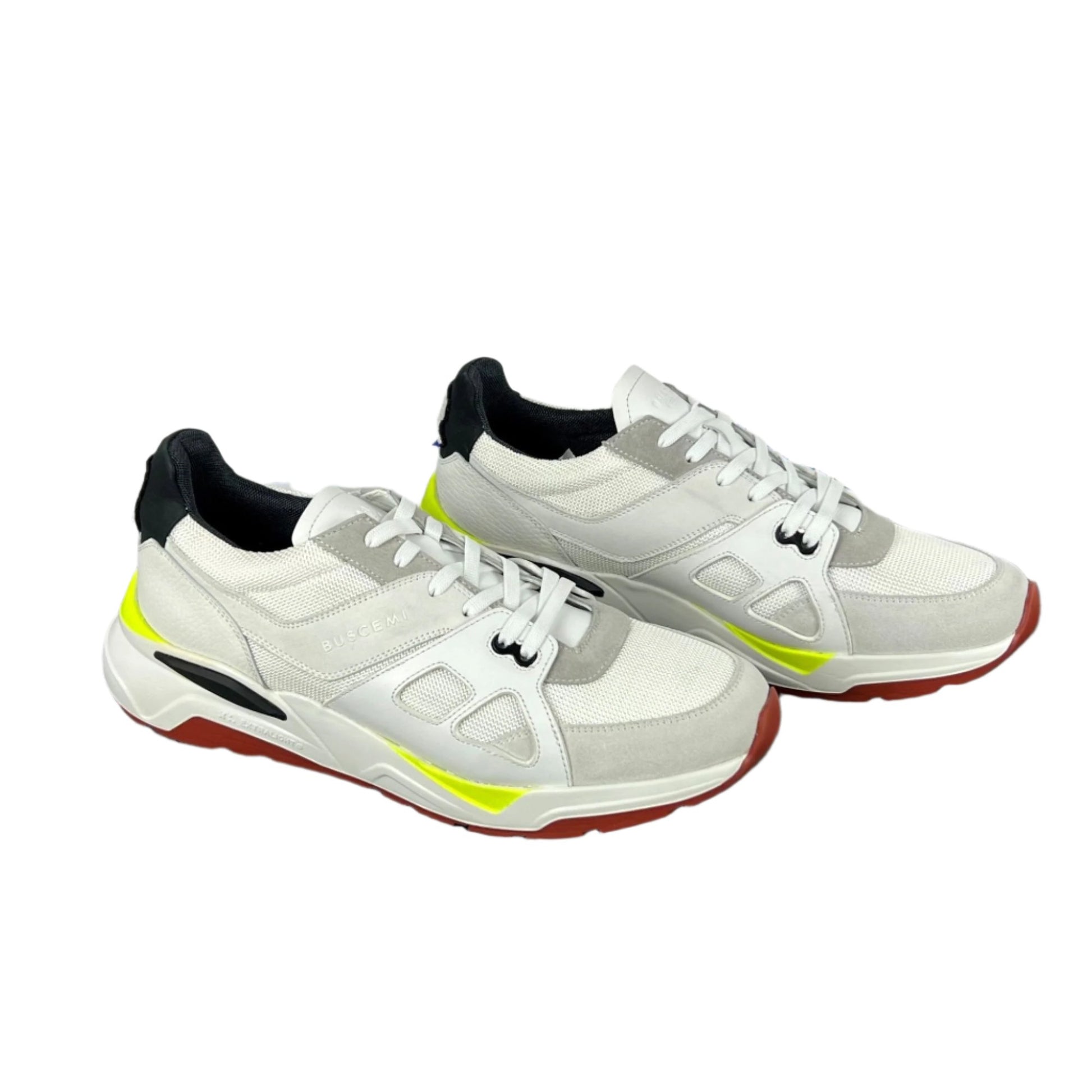 Buscemi Mens B Runner White Leather Sneakers SAMPLE | Positivo Clothing