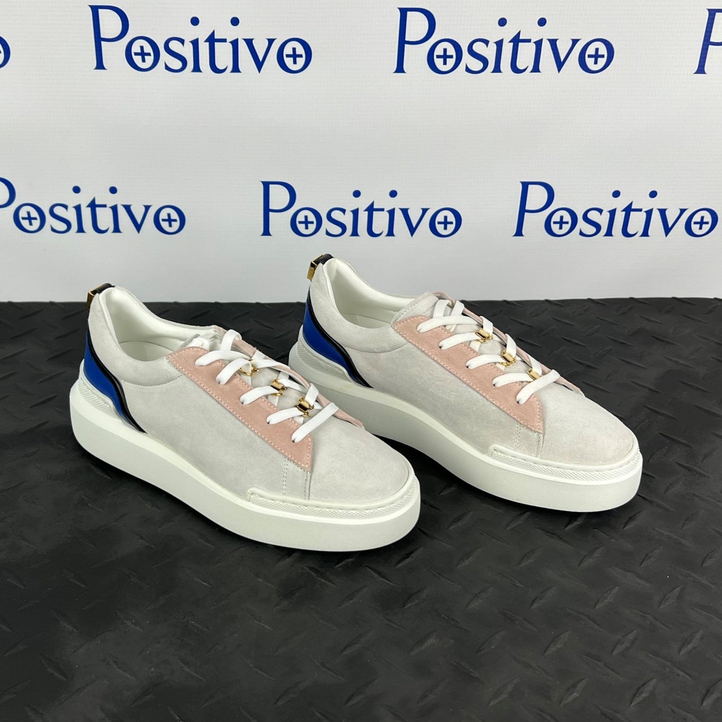 Buscemi Womens Ninna White Trio Leather Sneakers | Positivo Clothing
