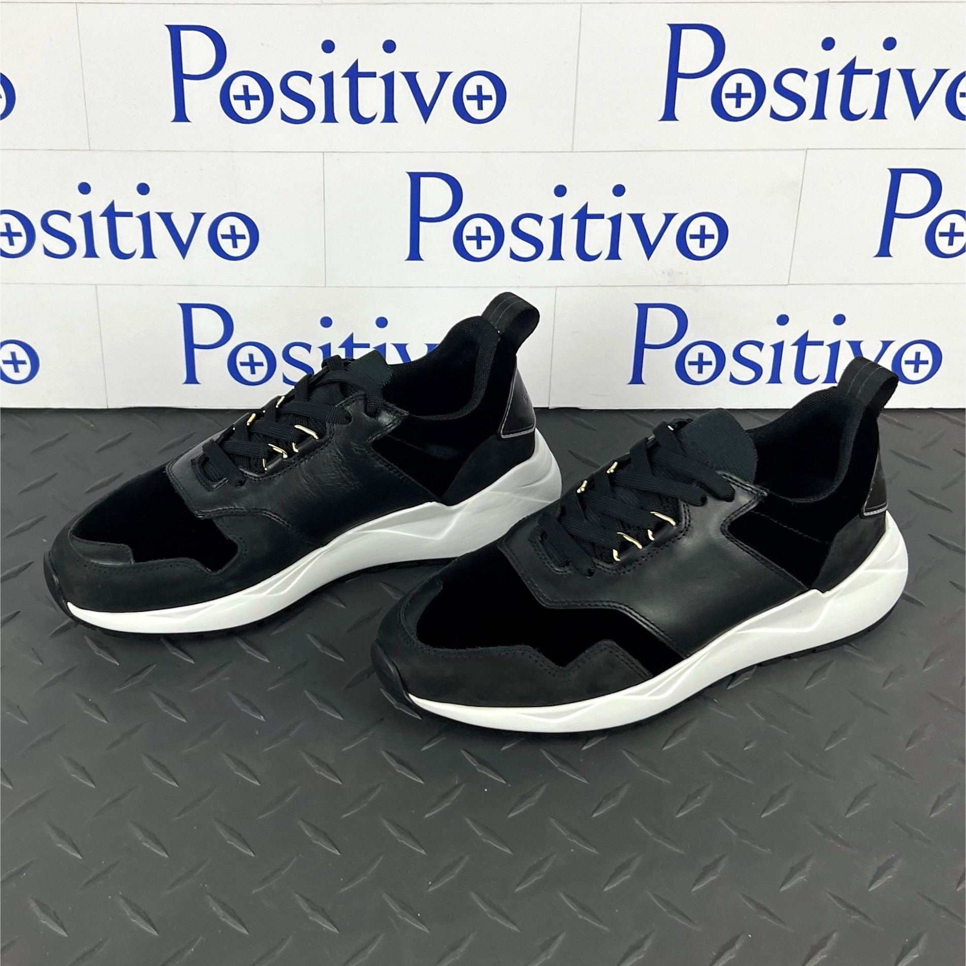 Buscemi Womens Ventura Velvet Black Leather Sneakers | Positivo Clothing