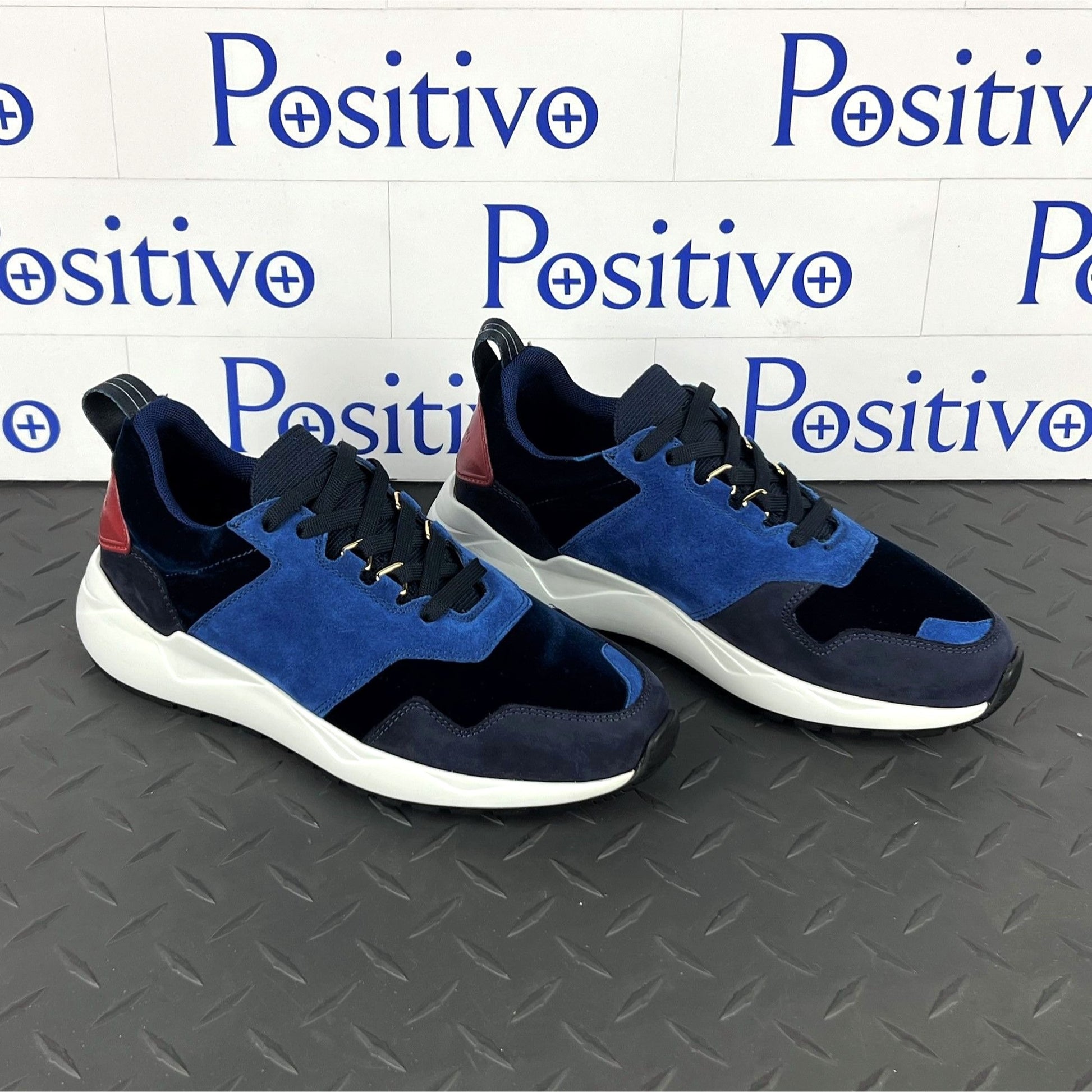 Buscemi Womens Ventura Velvet Navy Leather Sneakers | Positivo Clothing