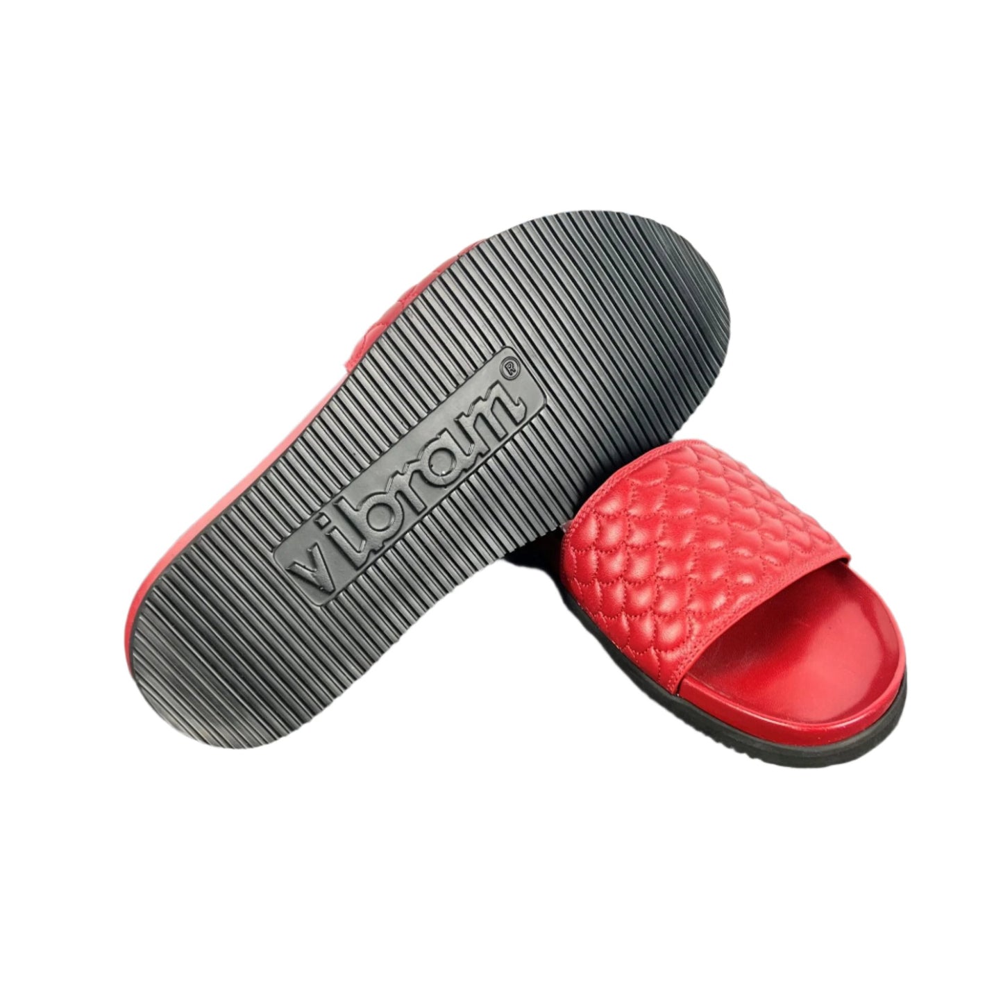 Buscemi Men's Slide Quilt Purple Red Leather Sandals