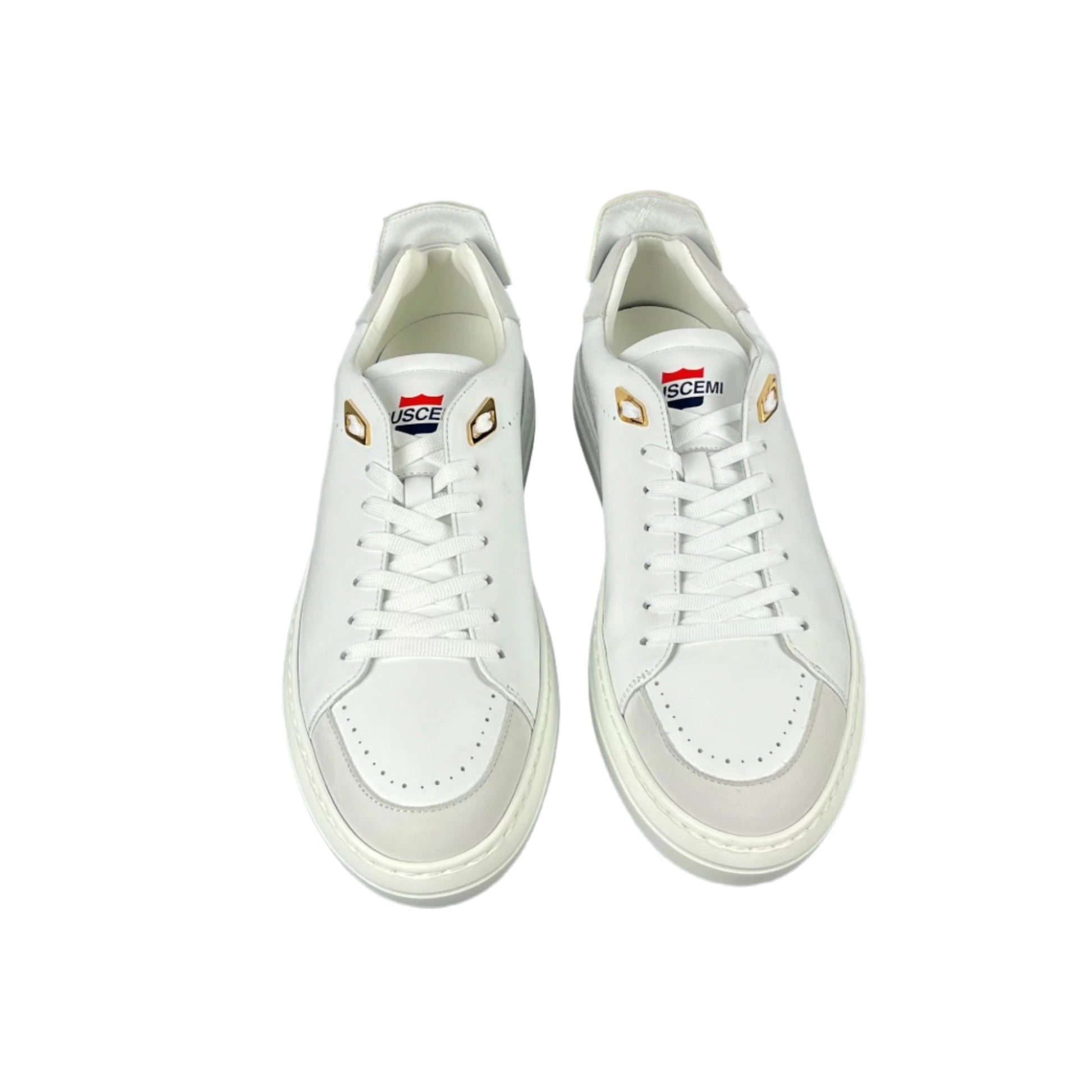 Buscemi Mens Uno Sport White Leather Sneakers SAMPLE | Positivo Clothing