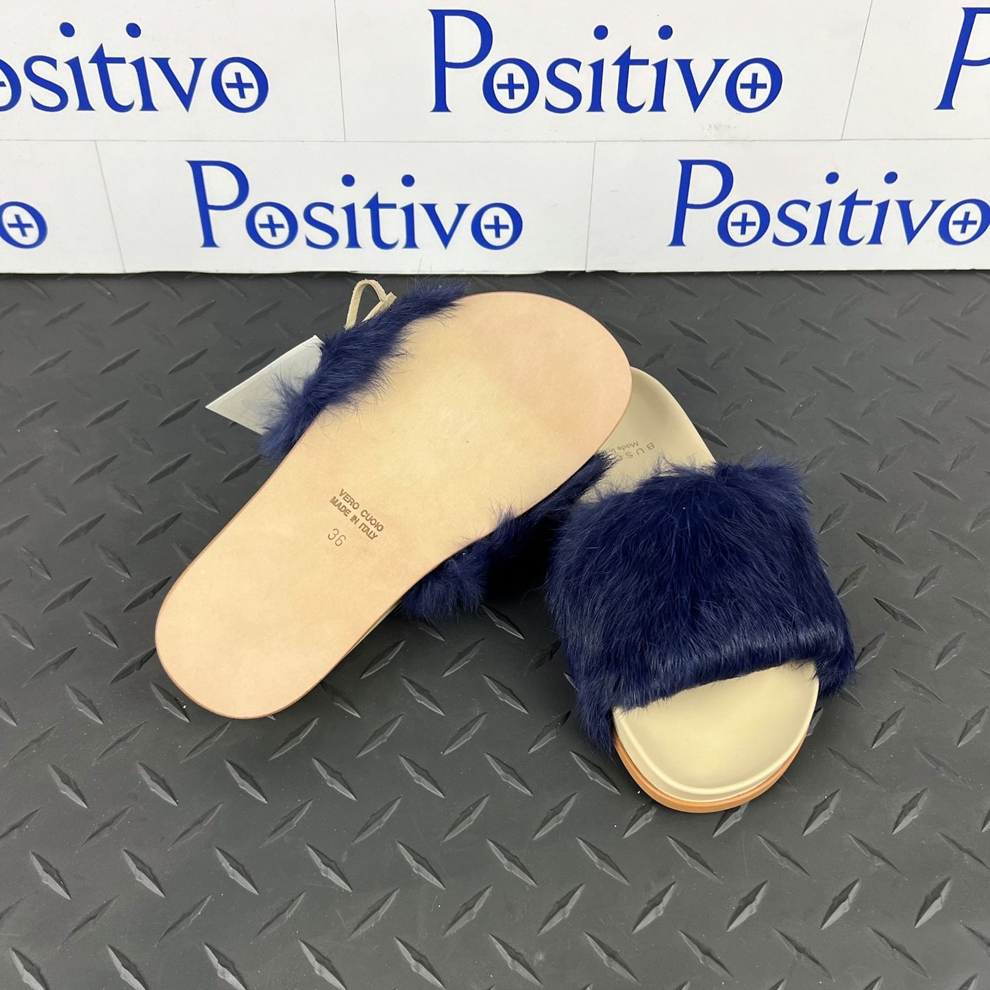 Buscemi Slide Fur Clot Purple Leather Slippers | Positivo Clothing