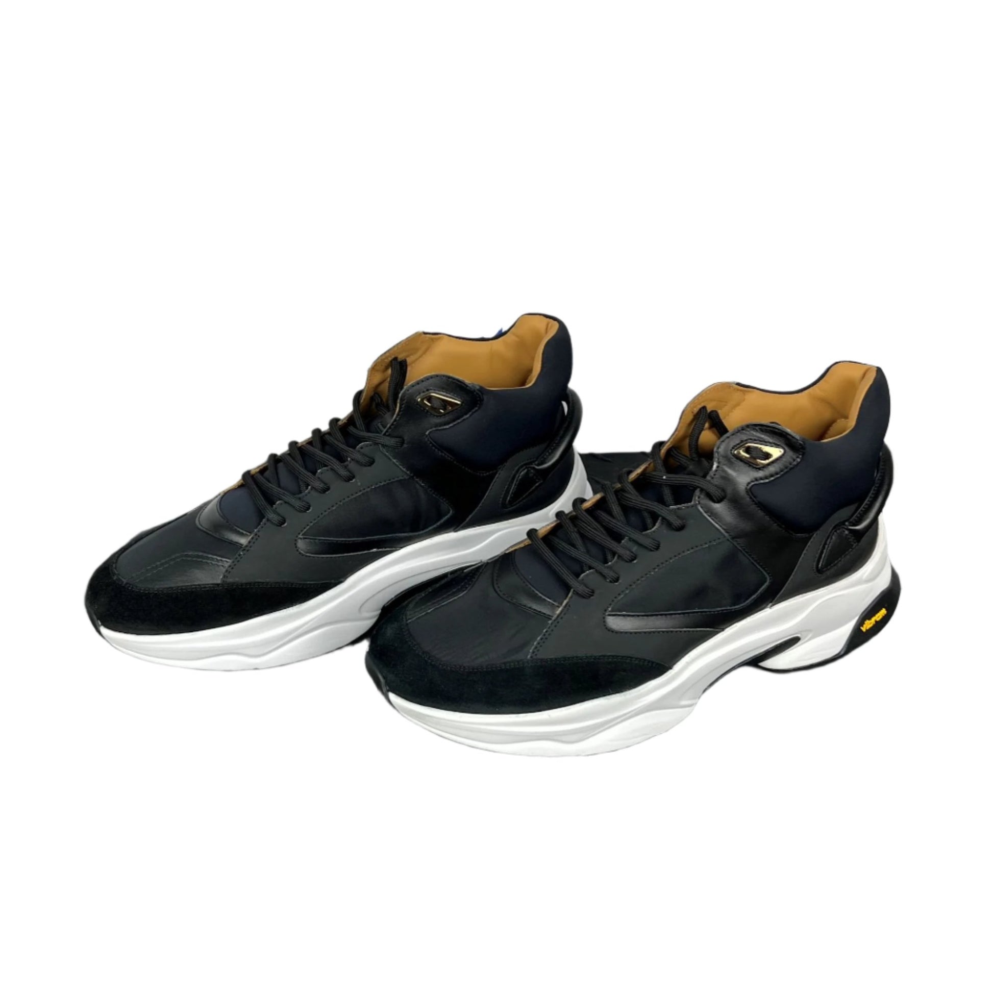 Buscemi Mens Veloce Mix Materials Black Leather Sneakers | Positivo Clothing