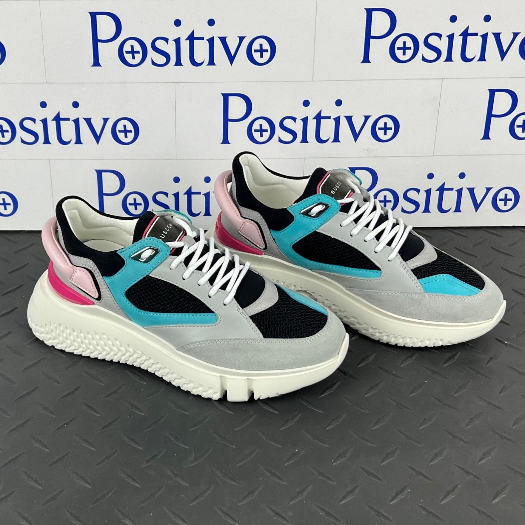 Buscemi Womens Veloce Grey Trio Leather Sneakers SAMPLE | Positivo Clothing
