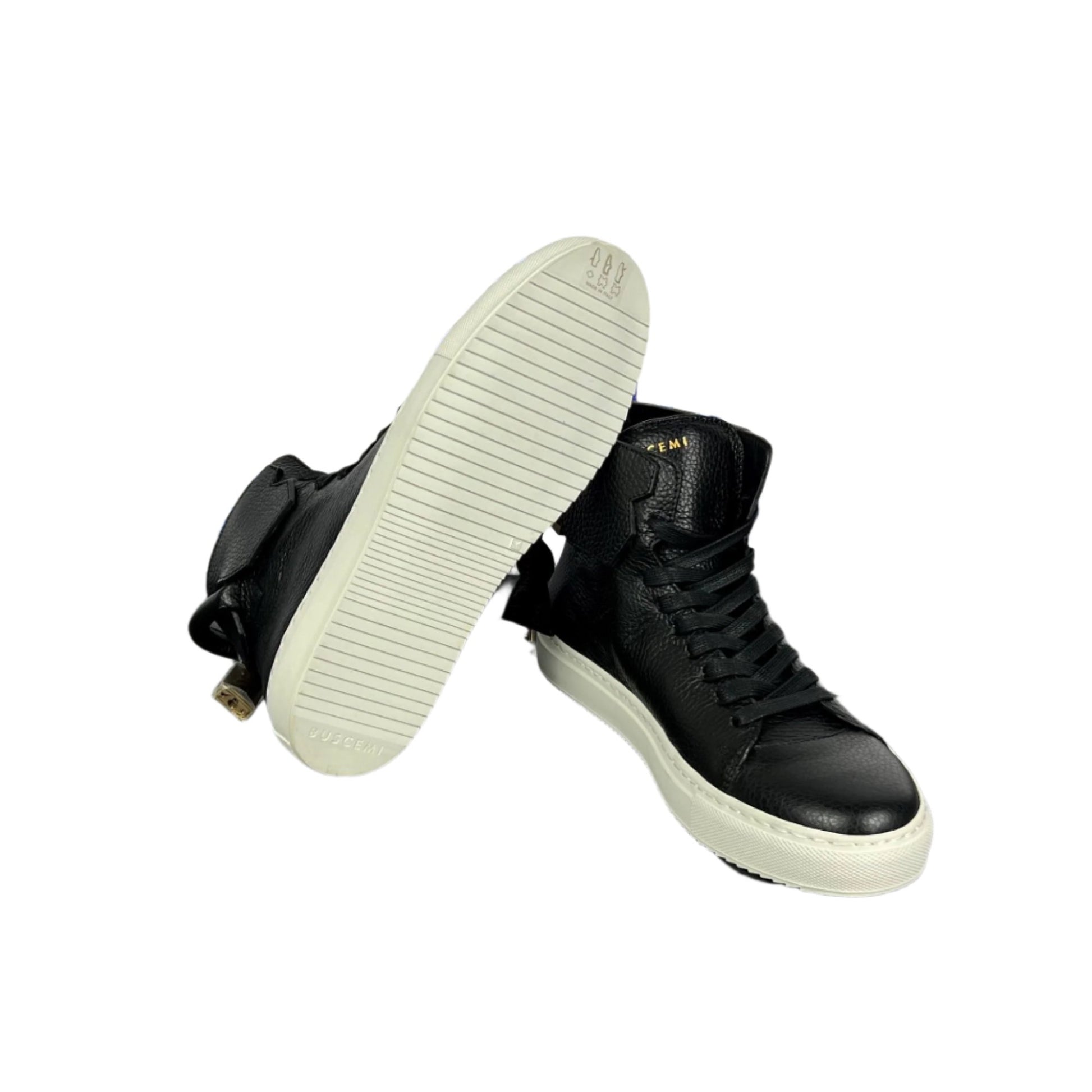 Buscemi Mens 125MM Black/White Leather Sneakers SAMPLE | Positivo Clothing