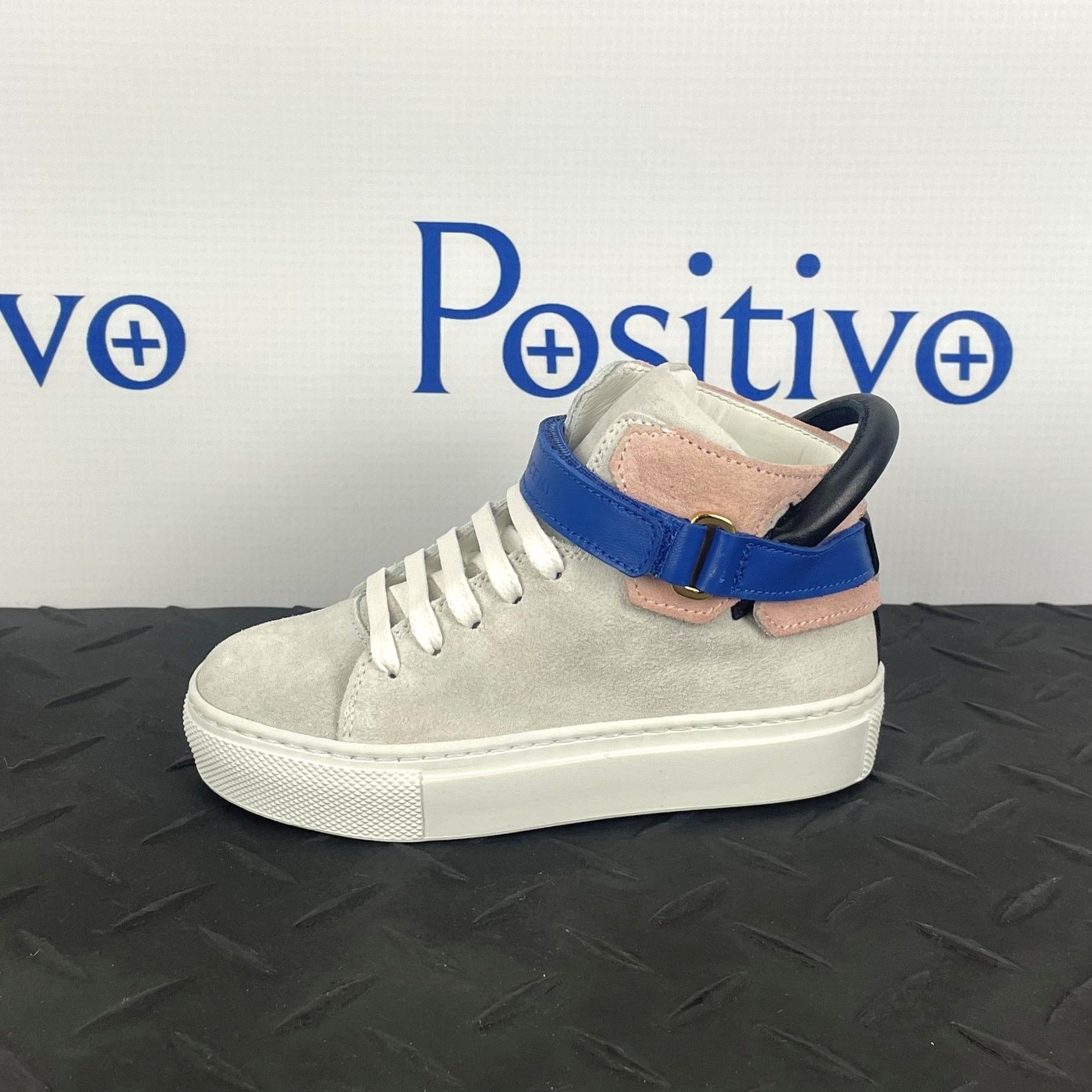 Buscemi 100MM Kid White Trio Leather Sneakers | Positivo Clothing